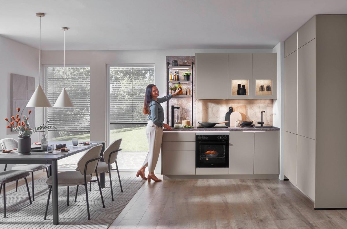 Eckküche Sidney - Hellbraun/Dunkelbraun, MODERN, Holzwerkstoff (273,2/218,1cm) - Vertico