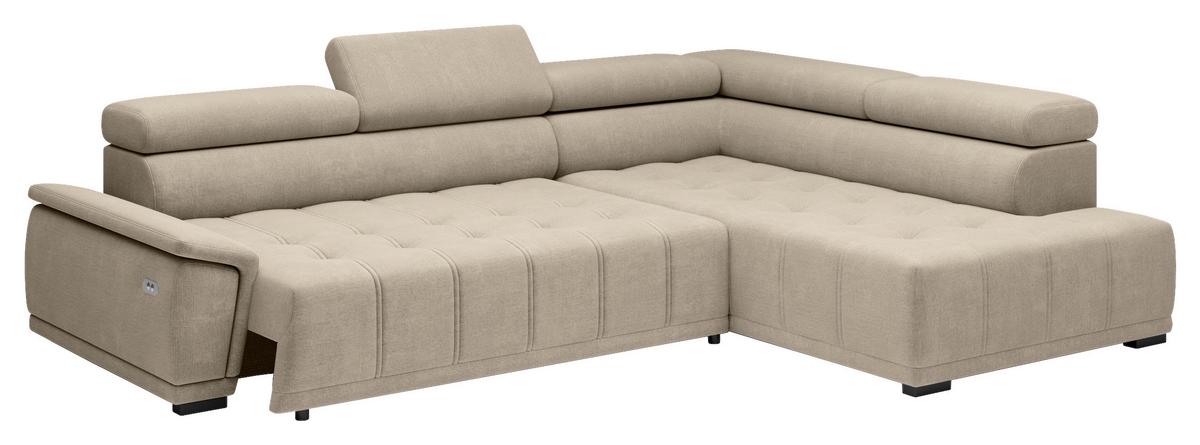 Rohová sedačka GRINALDI, pravá, béžová - čierna/béžová, Modern, textil/plast (283/106cm) - Premium Living