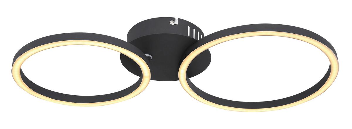 LED-Deckenleuchte Kendy L: 49 cm - Opal/Schwarz, Basics, Kunststoff/Metall (49/25/7,2cm) - Globo