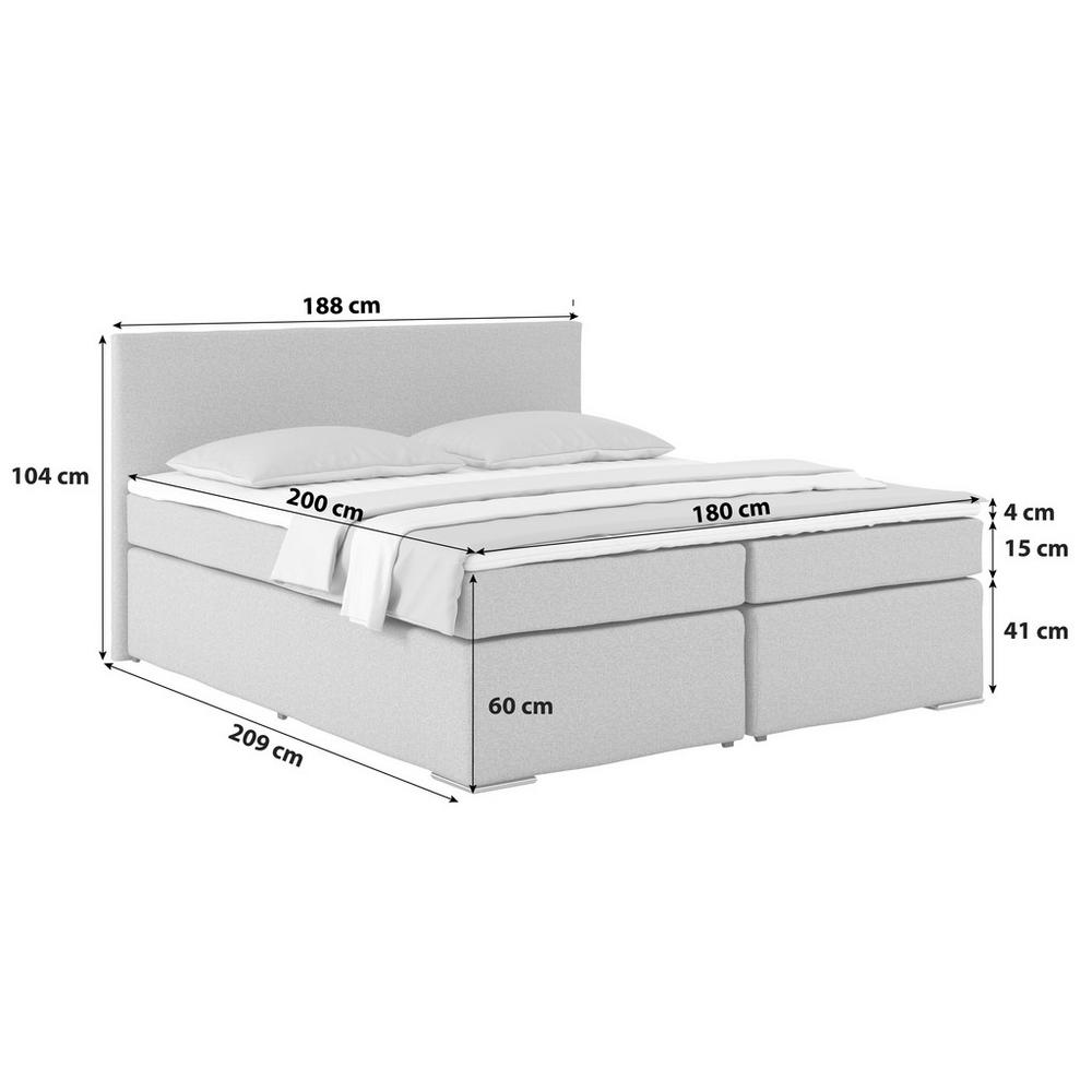 Postel Boxspring NERO 180x200 cm, antracitová