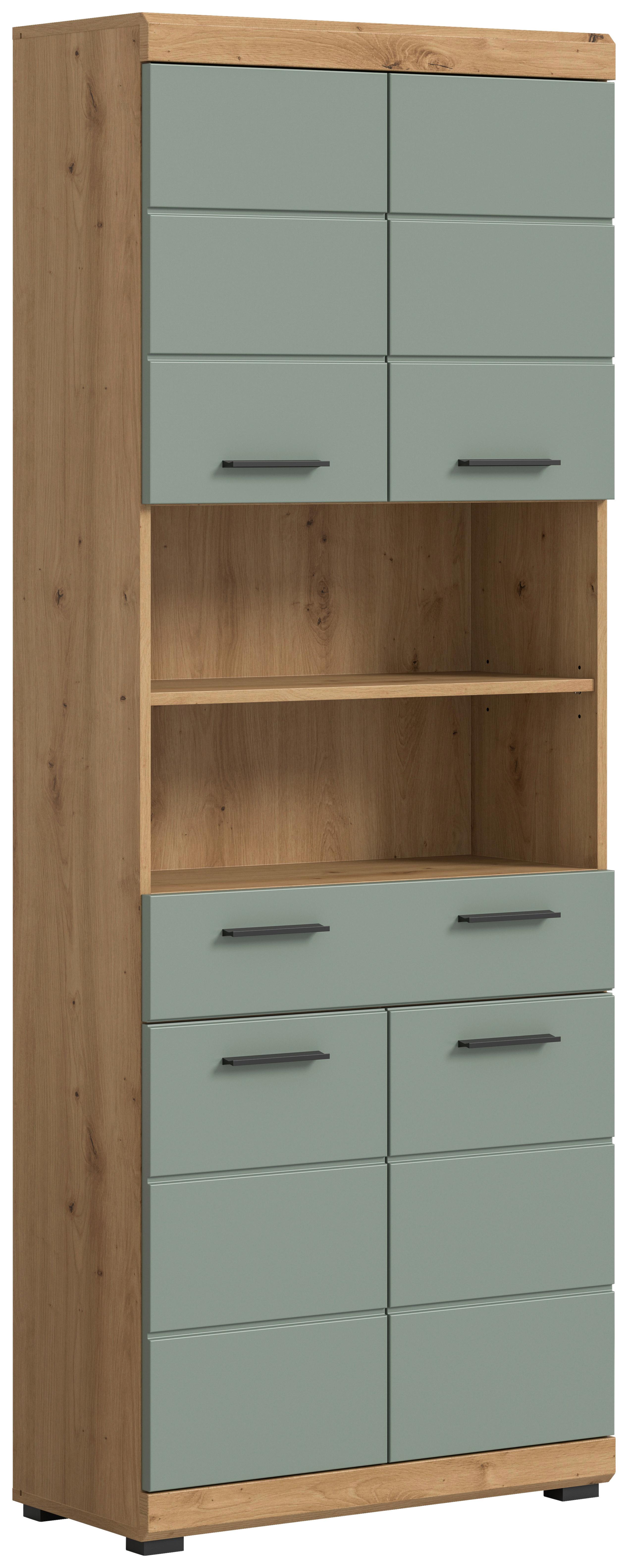 Hochschrank Scout Salbeigrün B: 74 cm - Salbeigrün/Schwarz, MODERN, Holzwerkstoff (74/191/31cm) - MID.YOU