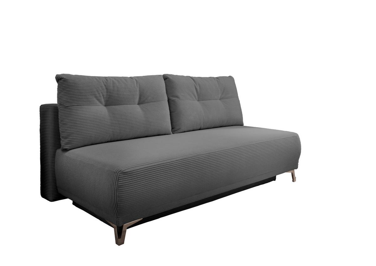 Schlafsofa Ari Grau Cord, B: 198 cm - Chromfarben/Grau, MODERN, Textil (198/90/100cm) - Livetastic