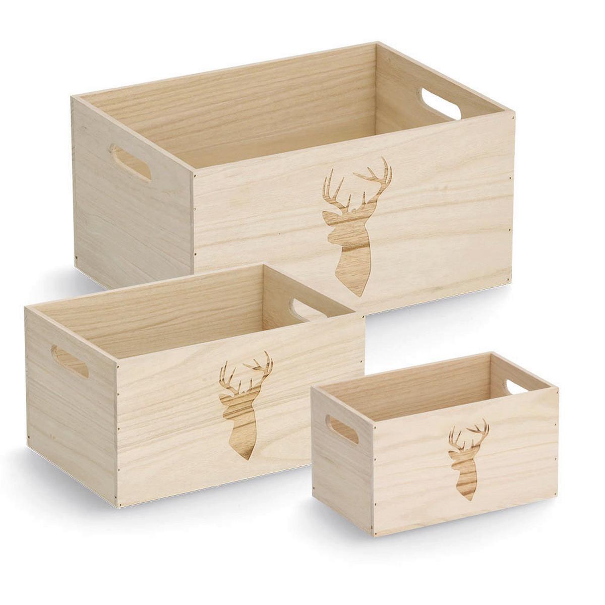 AUFBEWAHRUNGSBOX Holz, BxHxT: ca. 35x25x18 cm - Naturfarben, Basics, Holz (35/25/18cm)