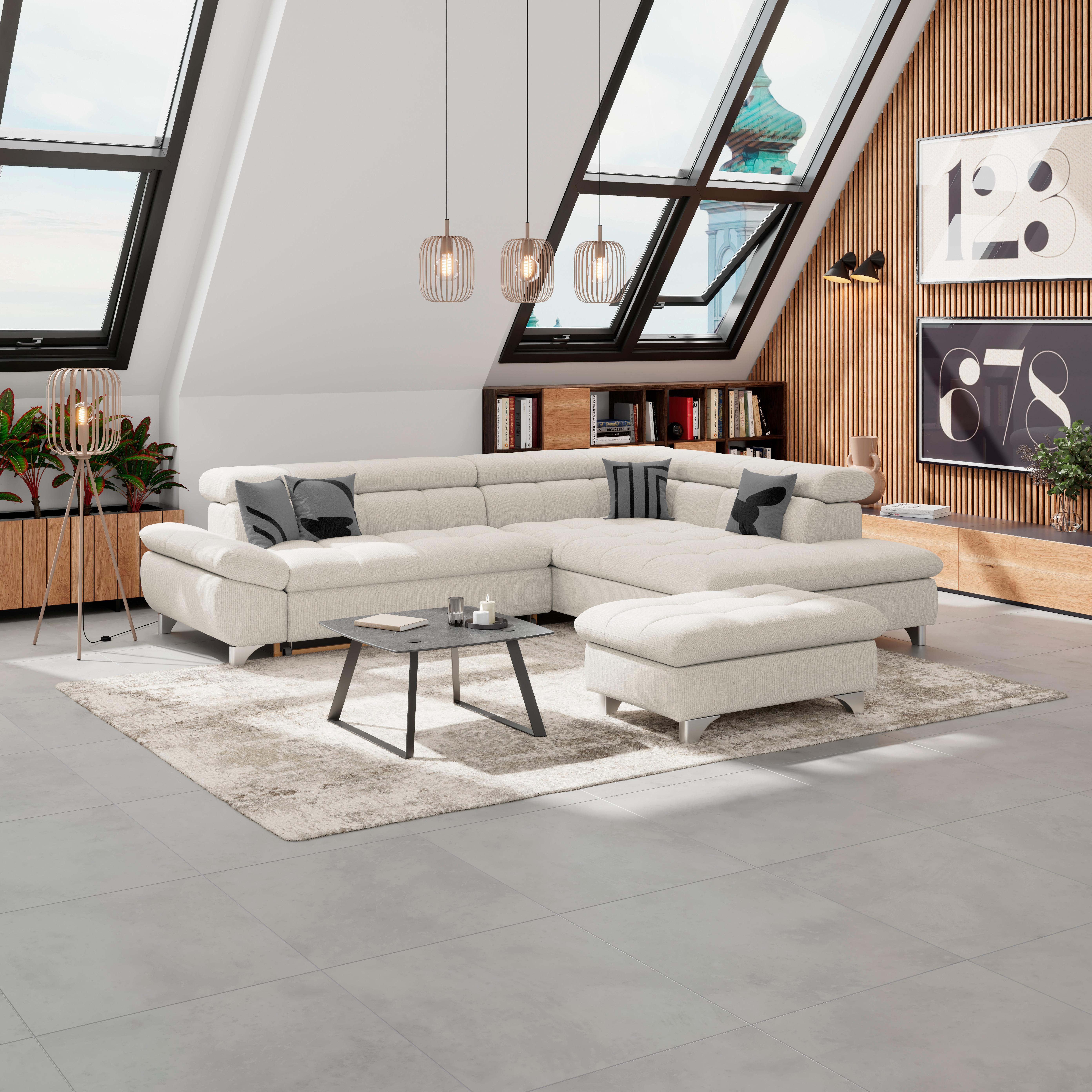 Hocker Gemini Beige,b: 108cm - Chromfarben/Beige, KONVENTIONELL, Textil (108/46/108cm)