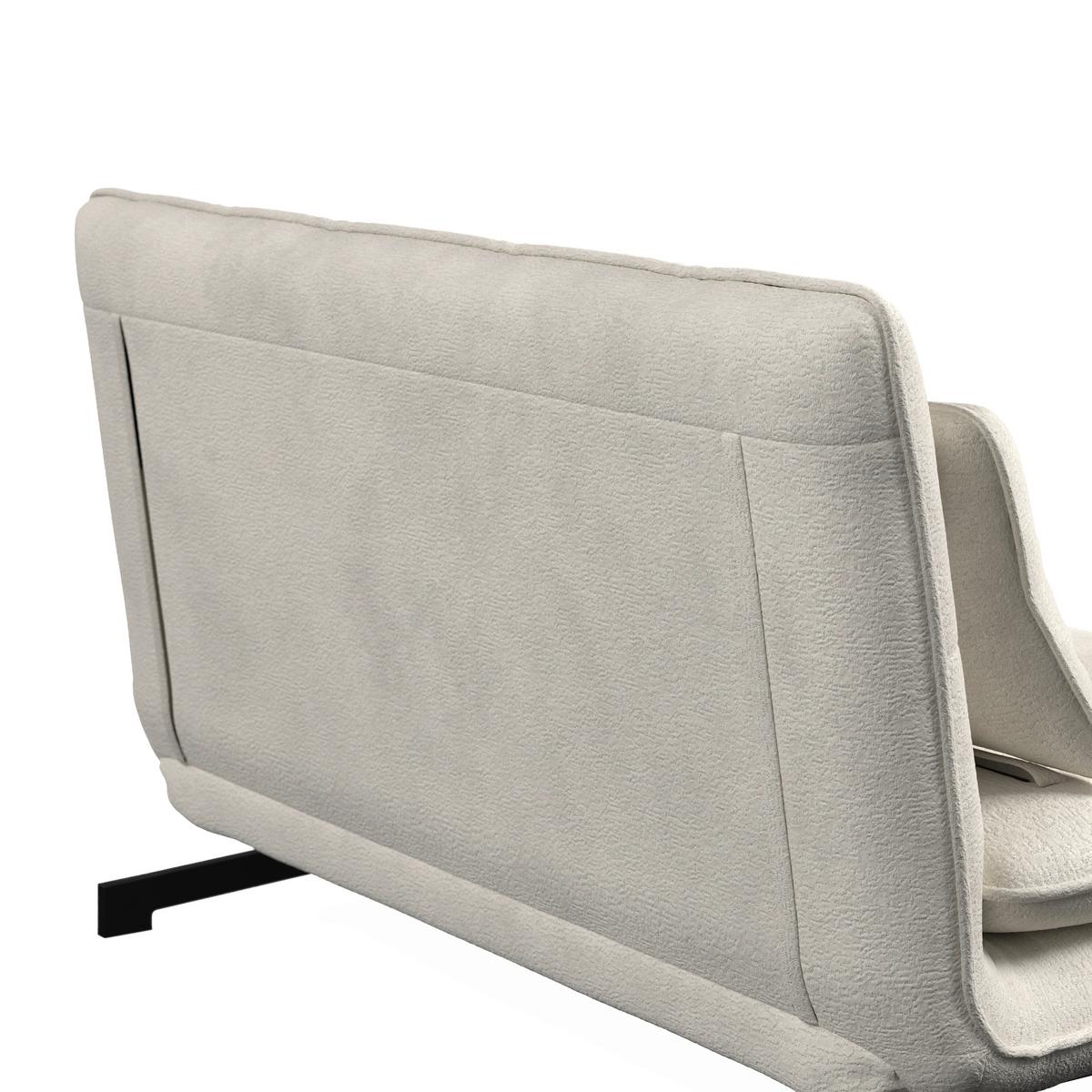 Rozkládací pohovka LUNA, bilé buklé, max.240 kg - bílá/černá, Moderní, kov/textil (142/40/62cm) - Bessagi Home