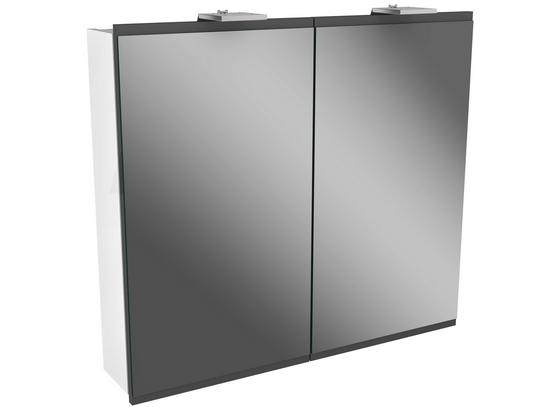 Spiegelschrank mit Türdämpfer + Led Lima B: 80cm, Weiß+grau - Weiß, MODERN, Glas/Holzwerkstoff (80/73/15,5cm) - Fackelmann Spiegelschrank mit Türdämpfer + Led Lima B: 80cm, Weiß+grau - Weiß, MODERN, Glas/Holzwerkstoff (80/73/15,5cm) - Fackelmann