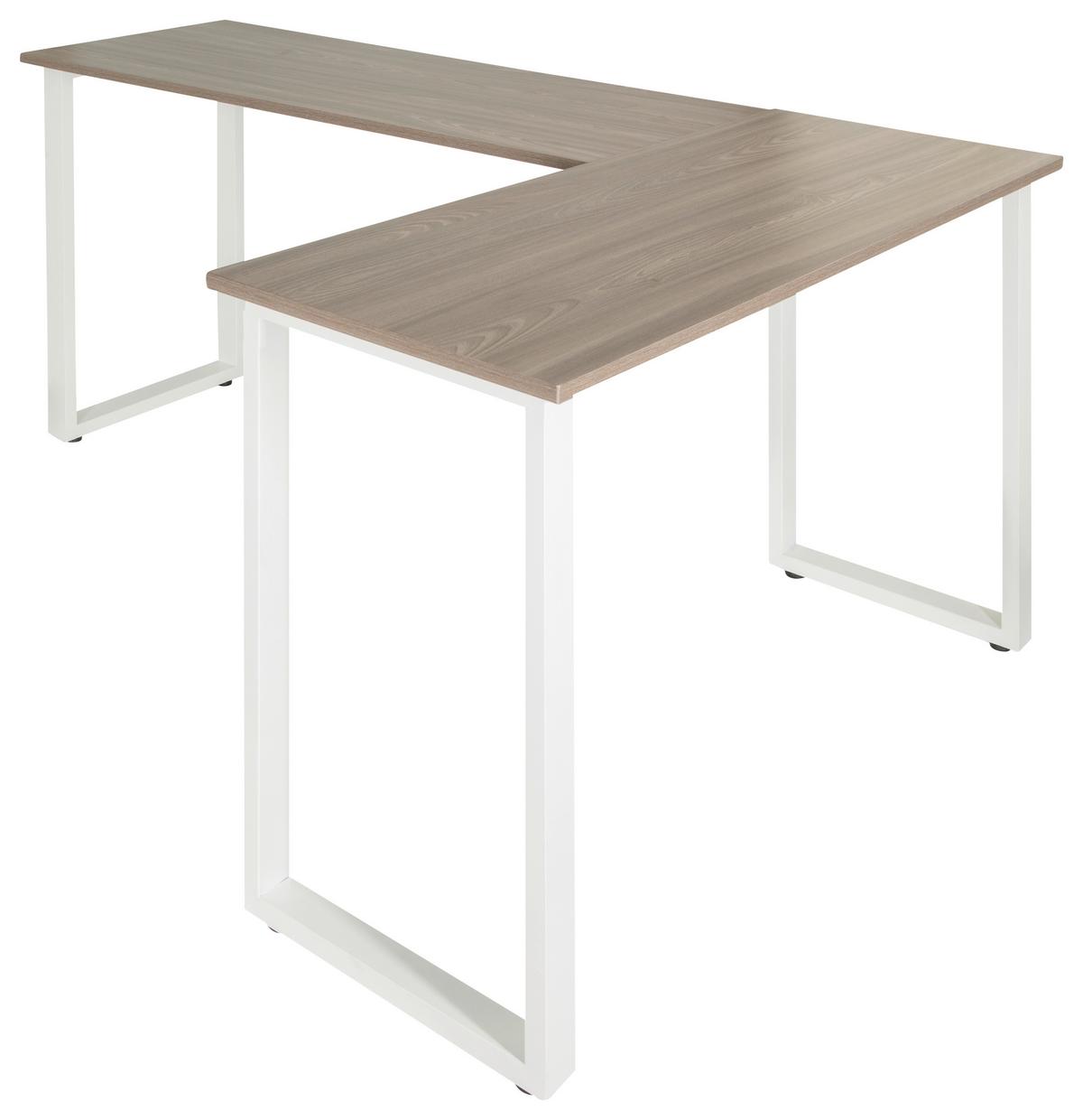 Eckschreibtisch Workspace Basic I - Weiß/Grau, Basics, Holzwerkstoff/Metall (165/120/75cm) - MID.YOU