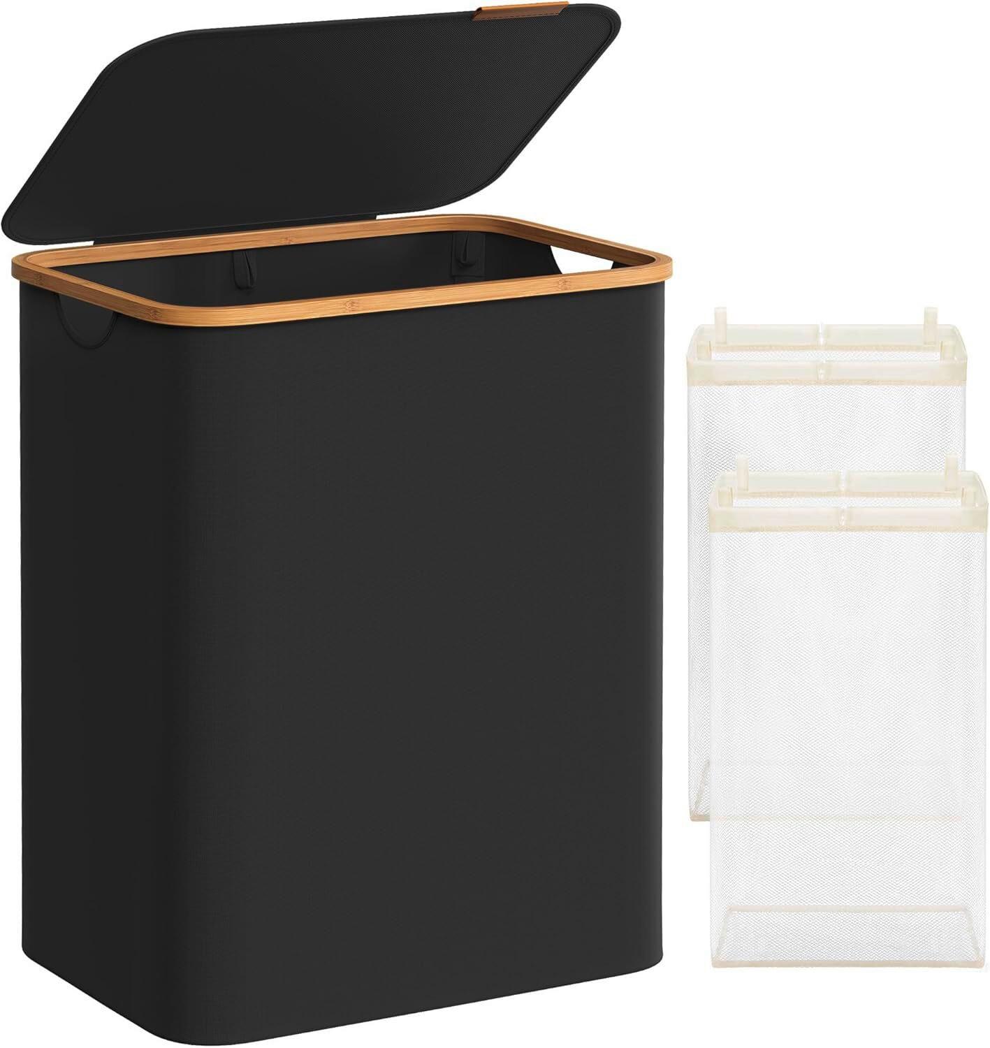 Wäschekorb Schwarz B: 52 cm - Schwarz, Basics, Naturmaterialien/Textil (52/70.5/38.5cm)