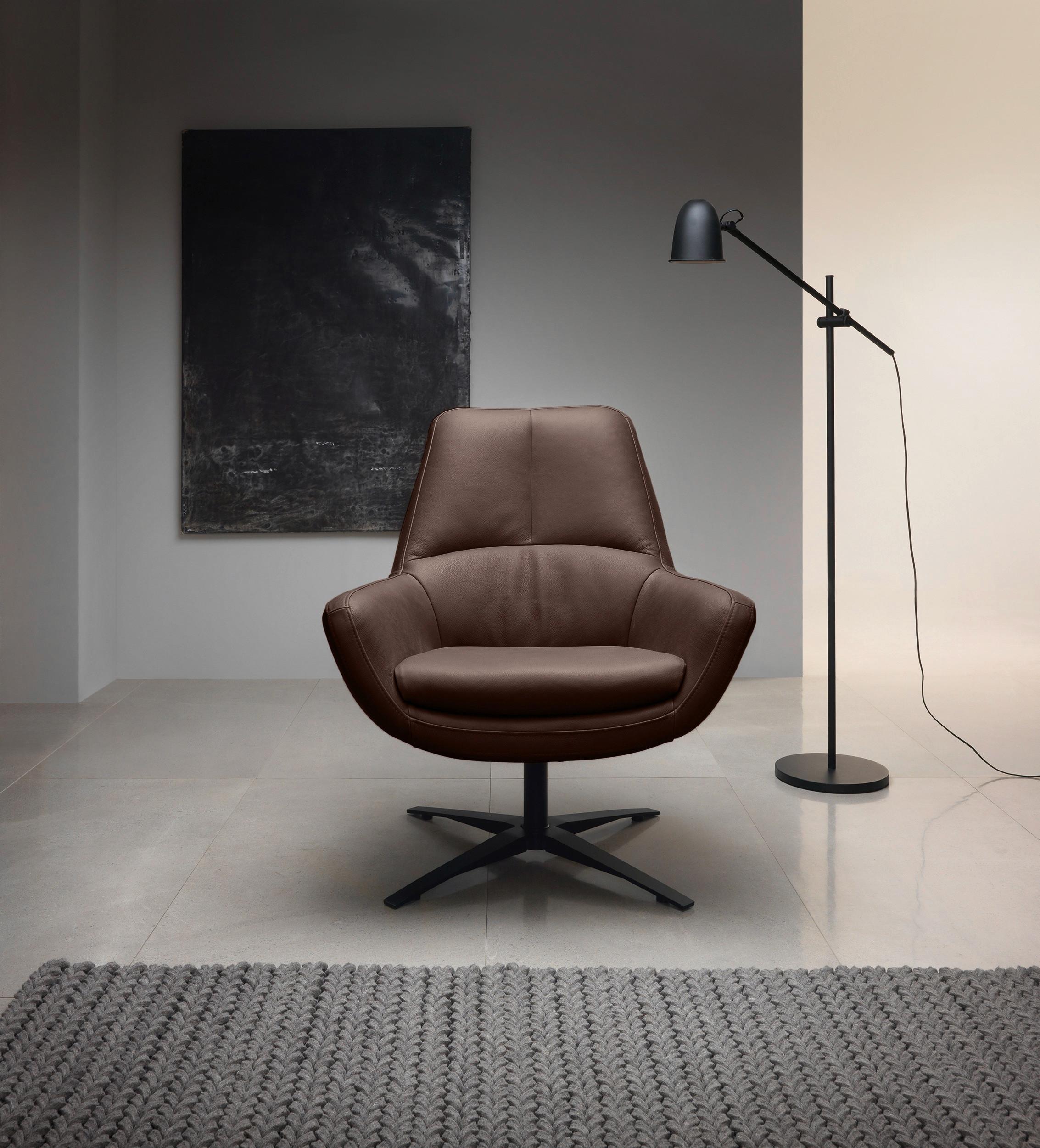 Sessel Be Organic - Schwarz/Braun, MODERN, Leder (81/92/83cm) - Trendmanufaktur