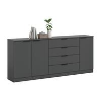 Kommode Kopenhagen Anthrazit, B: 185 Cm - Anthrazit/Schwarz, Design, Holzwerkstoff (185/79/35cm) - Livetastic