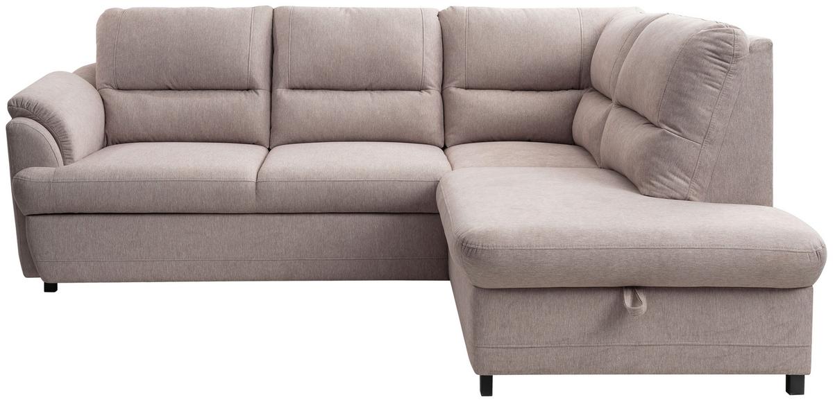 Ecksofa mit Schlaffunktion & Bettkasten Gusto Greige - Greige/Schwarz, Basics, Textil (240/200cm) - MID.YOU