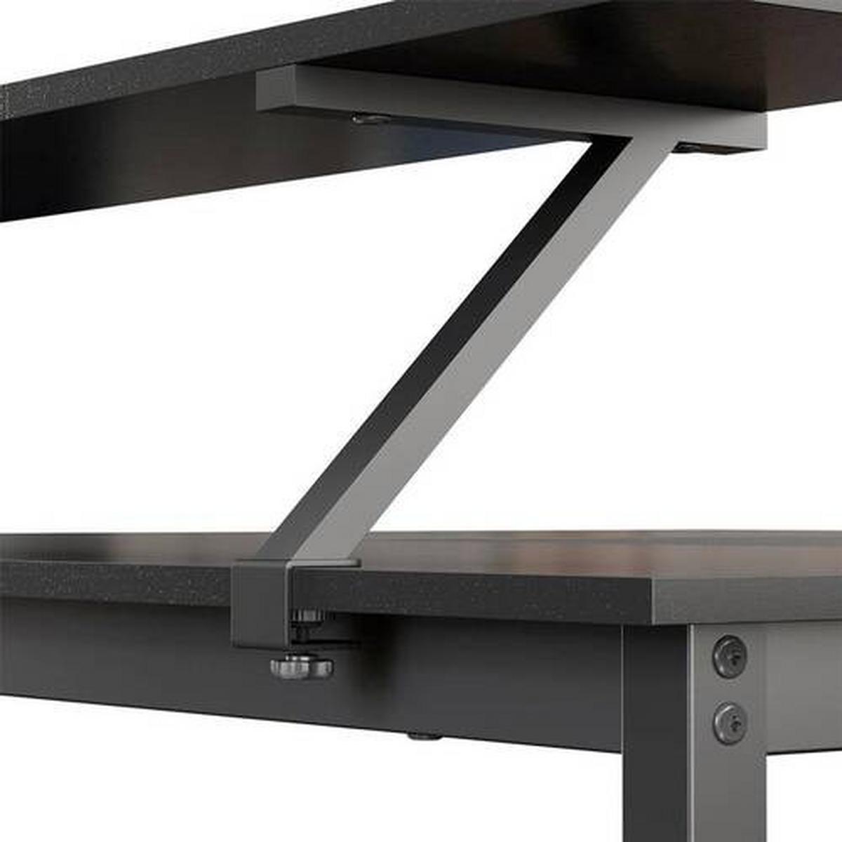 Eckschreibtisch Mit Ablageplatte B: 140, H: 92,2cm - Schwarz, Basics, Holzwerkstoff/Metall (140/130/92,2cm) - Boxxx