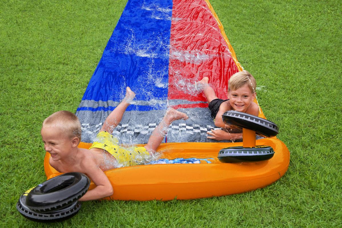 Wasserrutsche Splashy Speedway L: 488 cm - Blau/Rot, Basics, Kunststoff (1/488cm) - Bestway