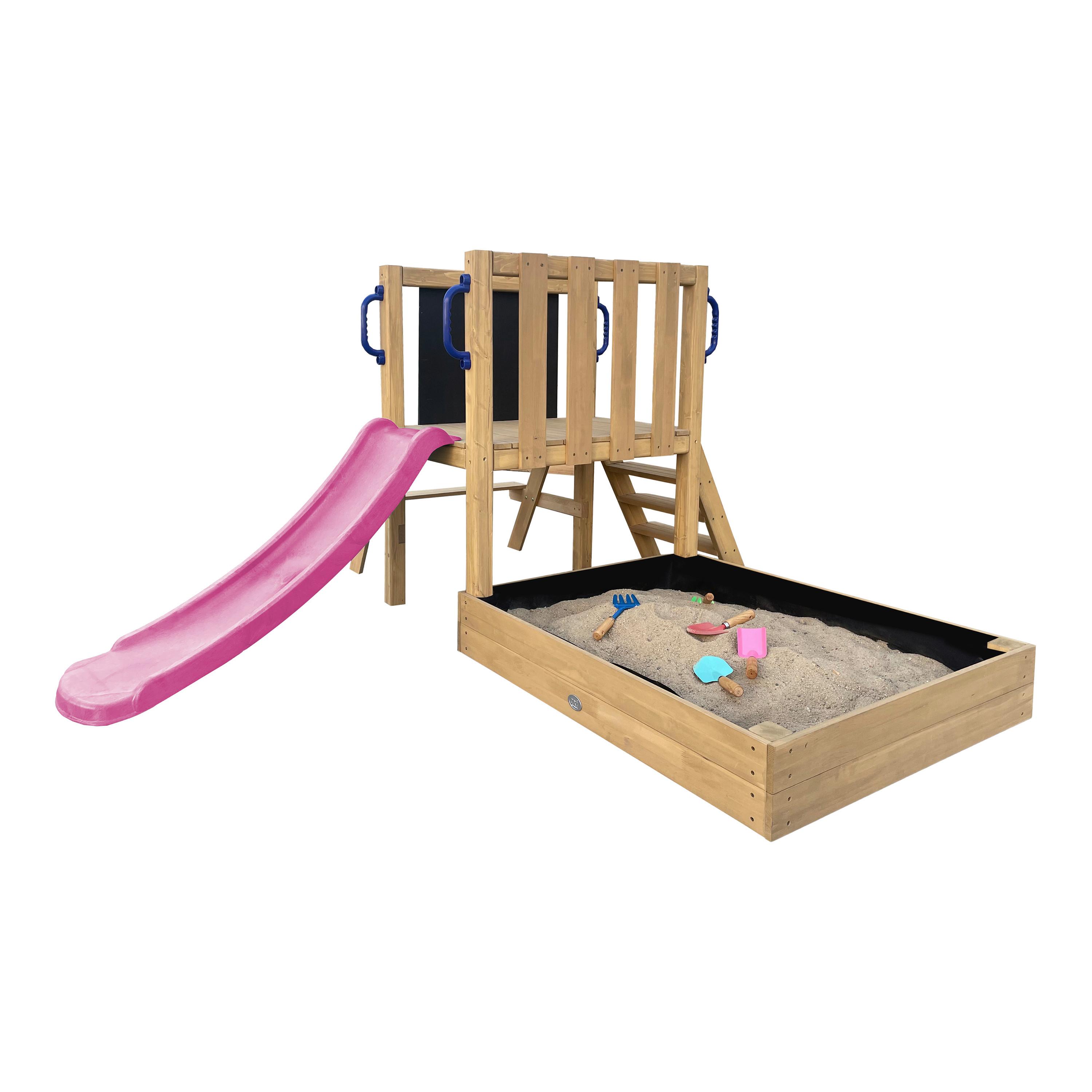 SPIELTURM MIT RUTSCHE PINK - Lila/Braun, Basics, Holz/Kunststoff (208,7/88/215cm) - Ambia Garden