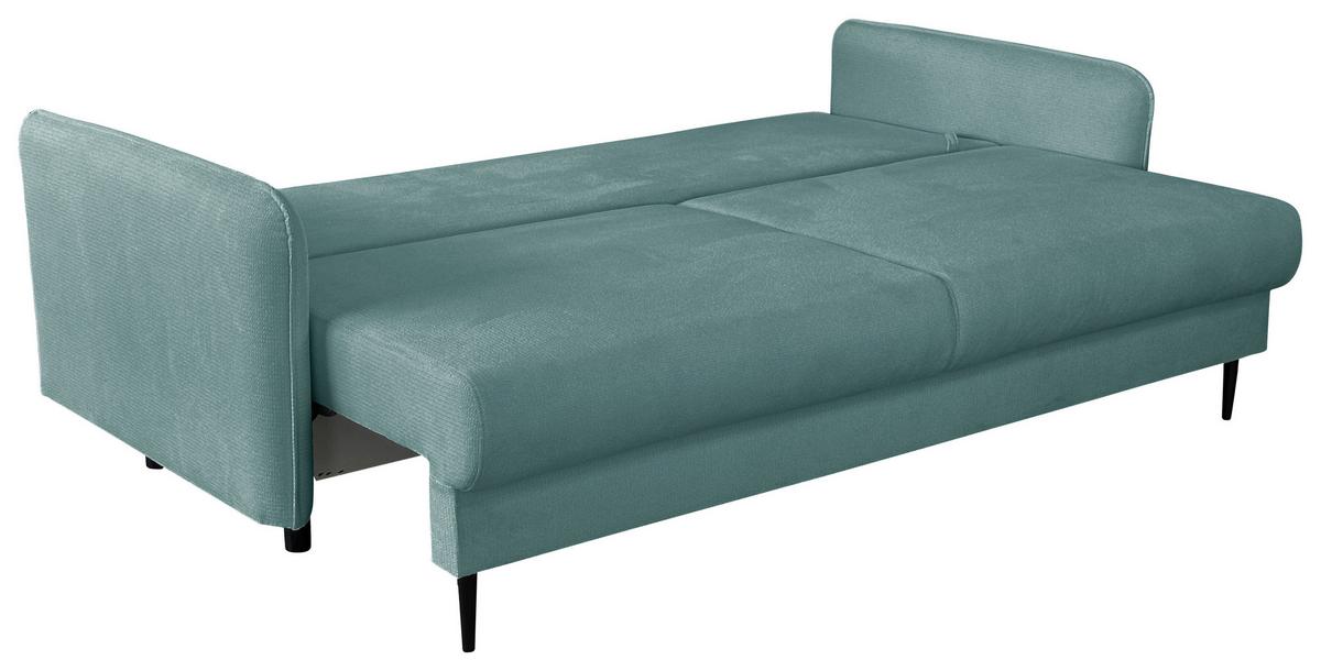 Schlafsofa Carine Mit Bettkasten Türkis B: 216 Cm - Türkis/Schwarz, Design, Textil (216/96/102cm) - MID.YOU