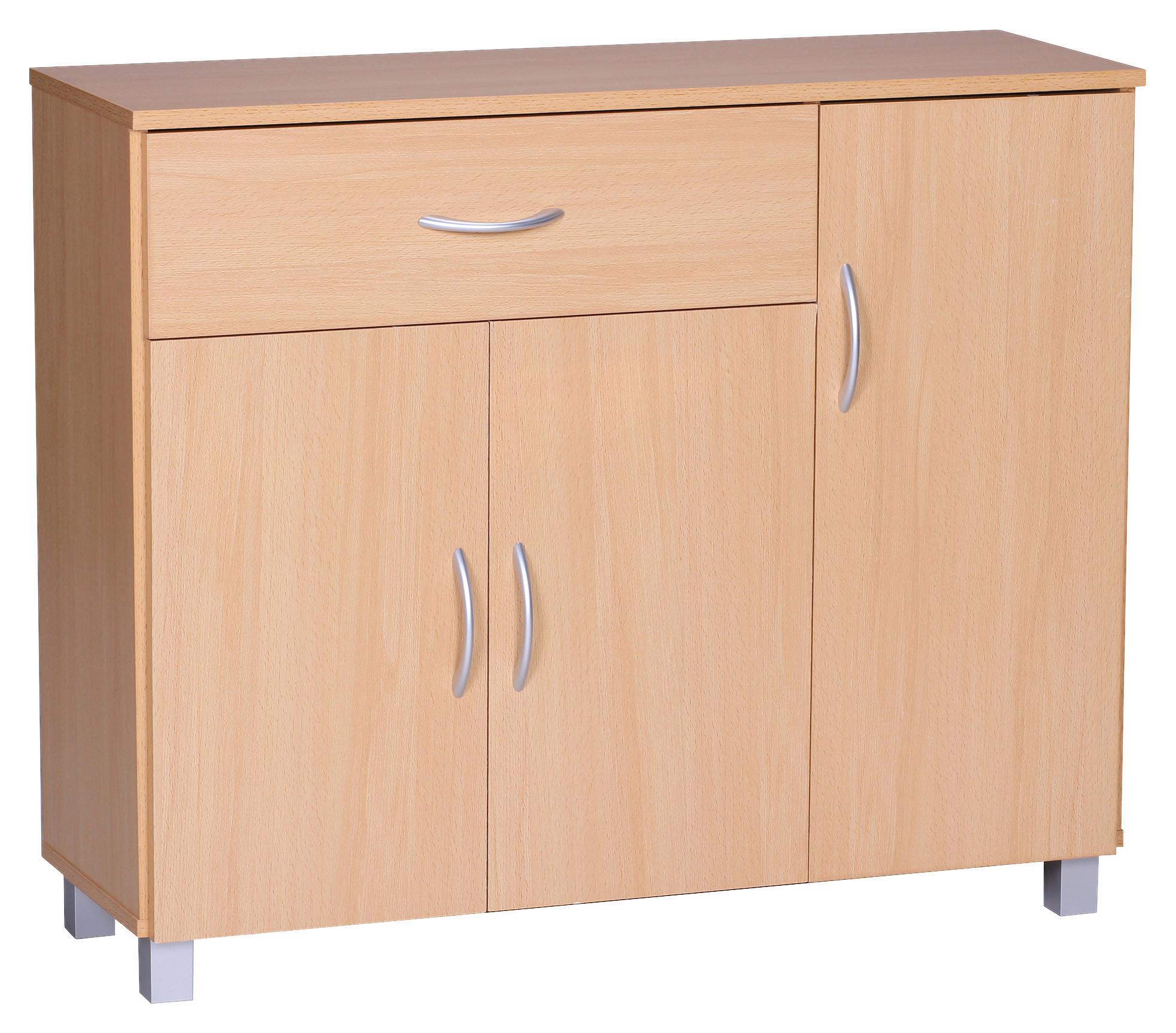 Sideboard Dekor Mit 3 Türen 90 cm Jarry Buchefarben - Buchefarben/Grau, KONVENTIONELL, Holzwerkstoff (90/75/30cm) - MID.YOU