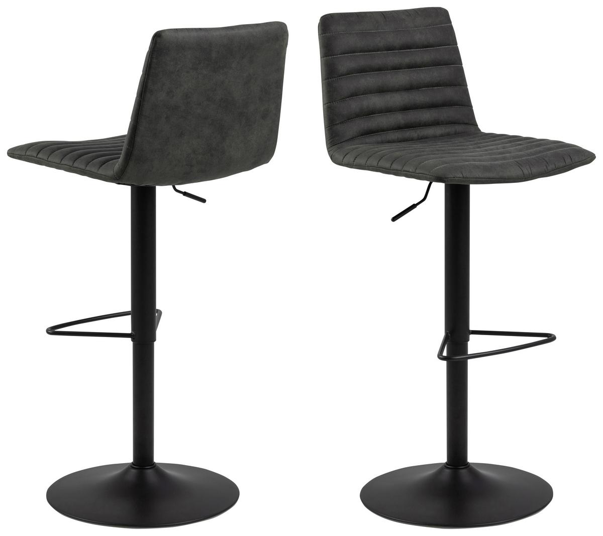 Barhocker Kimmy Dunkelgrau B: 50 Cm - Dunkelgrau/Schwarz, Trend, Textil/Metall (50cm) - MID.YOU
