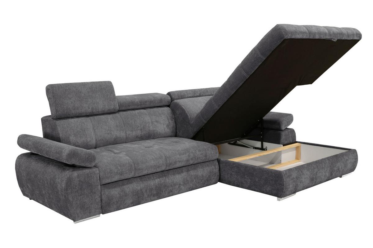Rohová sedačka VEGAS, pravá, tmavosivá ženilka - strieborná/tmavosivá, Design, drevo/textil (294/173cm)