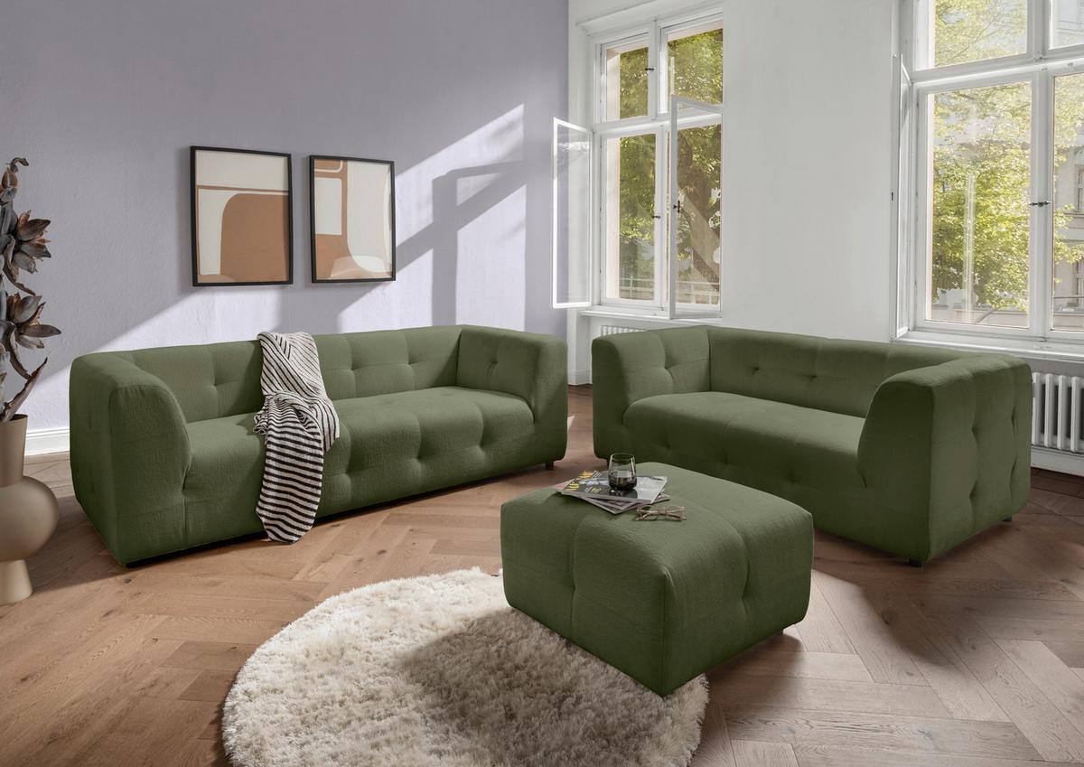 2-Sitzer-Sofa Velice, Grün B: 184 cm - Schwarz/Grün, Design, Textil (184/72/95cm) - Livetastic