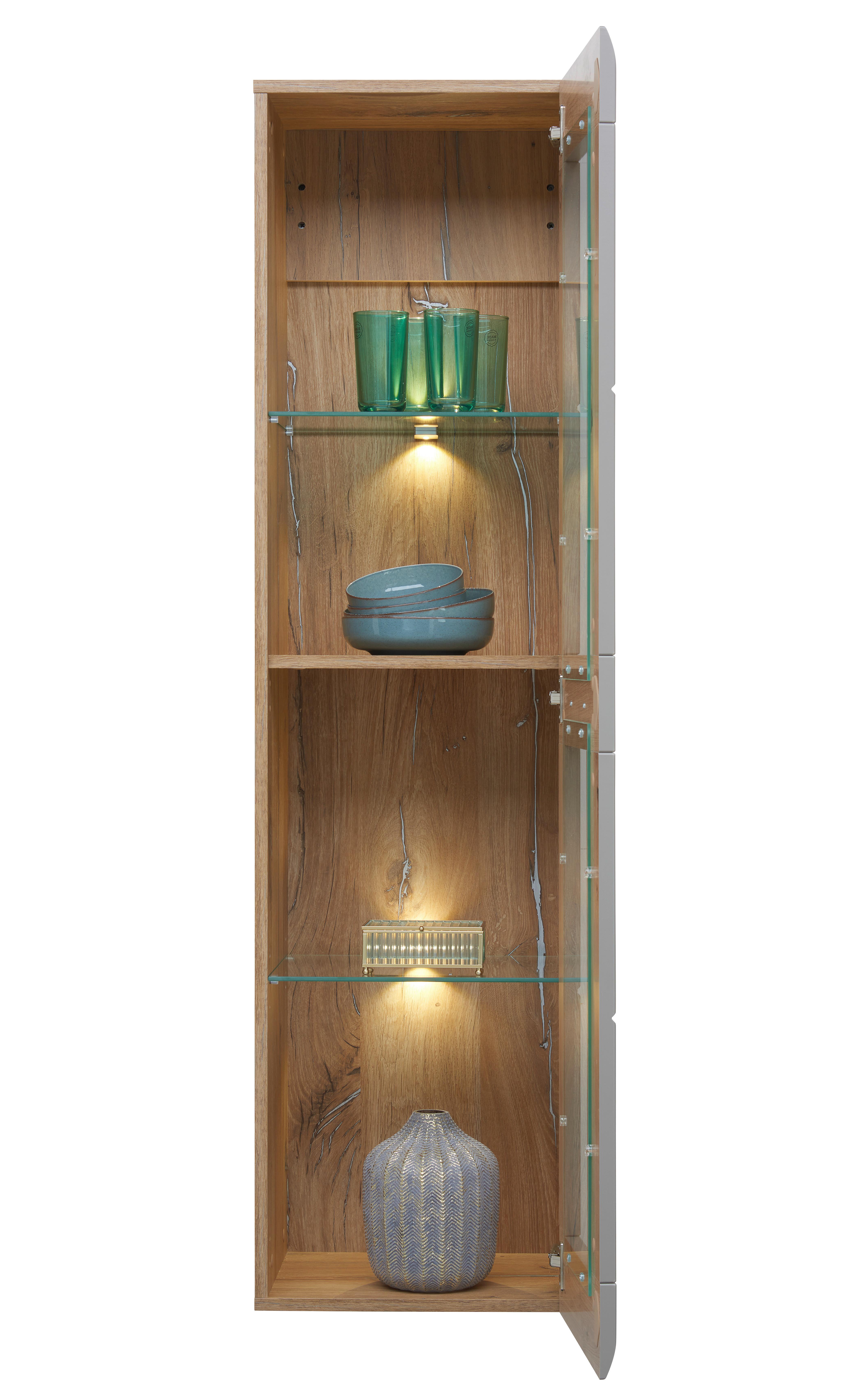 Hängevitrine Auris B: 40,3 Cm Eiche/basalt - Grau, MODERN, Glas/Holzwerkstoff (40,3/153,4/37,1cm) - Luca Bessoni