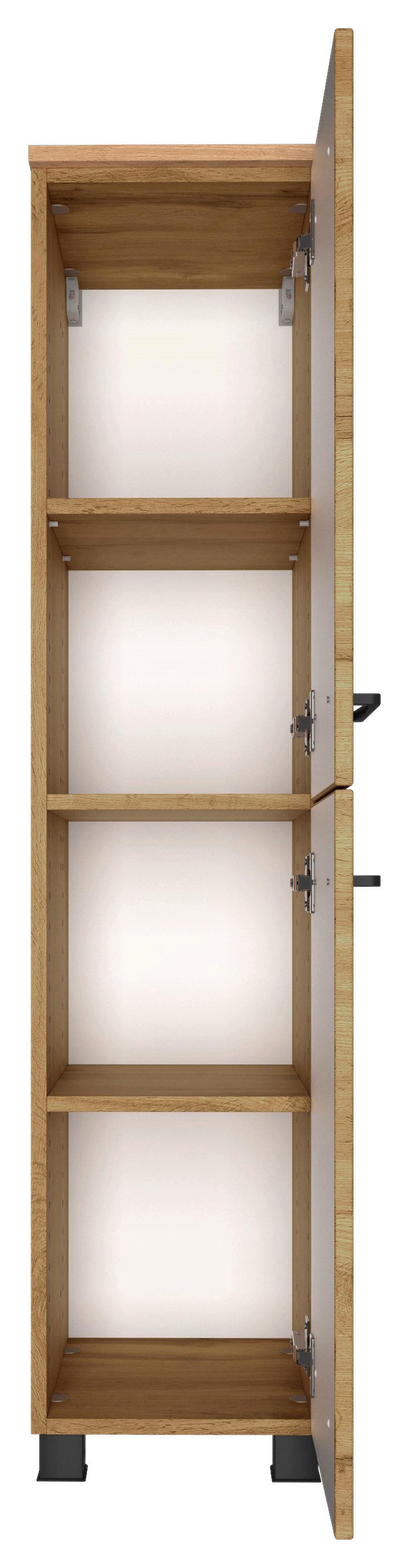 Badmöbel-set Manchester B: 130 Cm Eiche Wotan Dekor - Eichefarben/Weiß, MODERN, Keramik/Holzwerkstoff (130cm) - Held