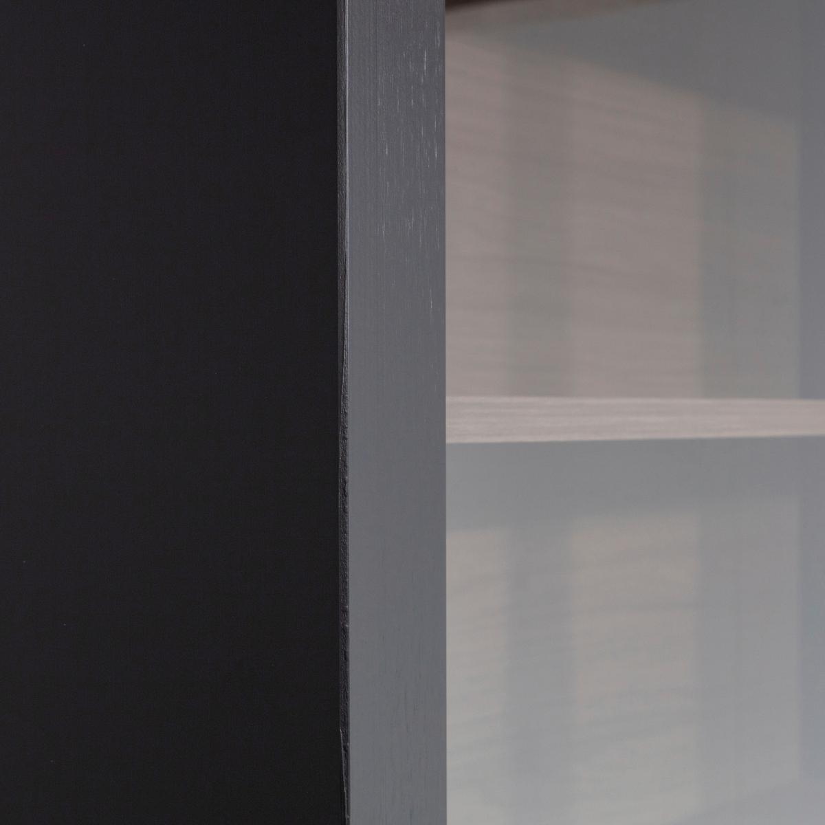 Vitrine James Schwarz/walnussfarben B: 125cm - Nussbaumfarben/Walnussfarben, Design, Glas/Holz (125/200/57cm) - Livetastic