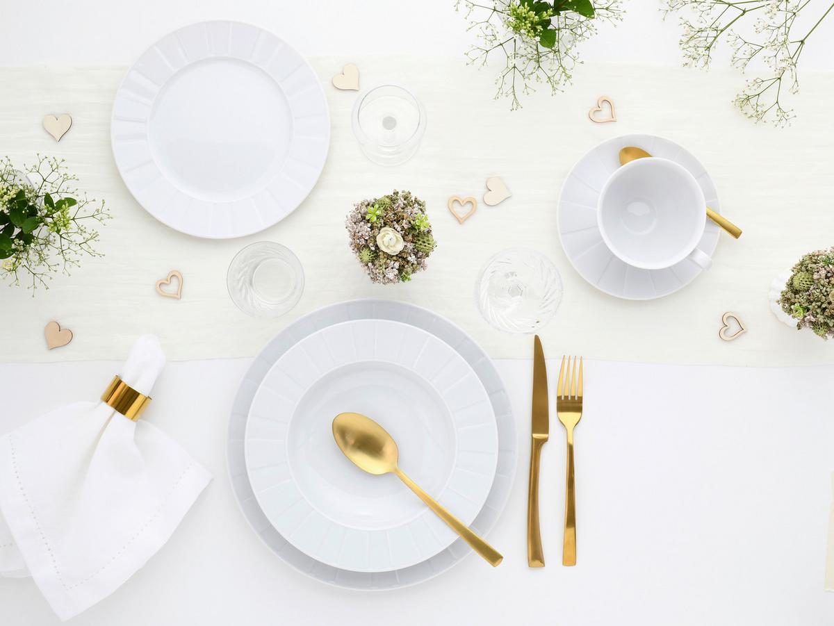 Tafelservice Porzellan 6 Personen Geschirr Set - Weiß, Basics, Keramik - Creatable