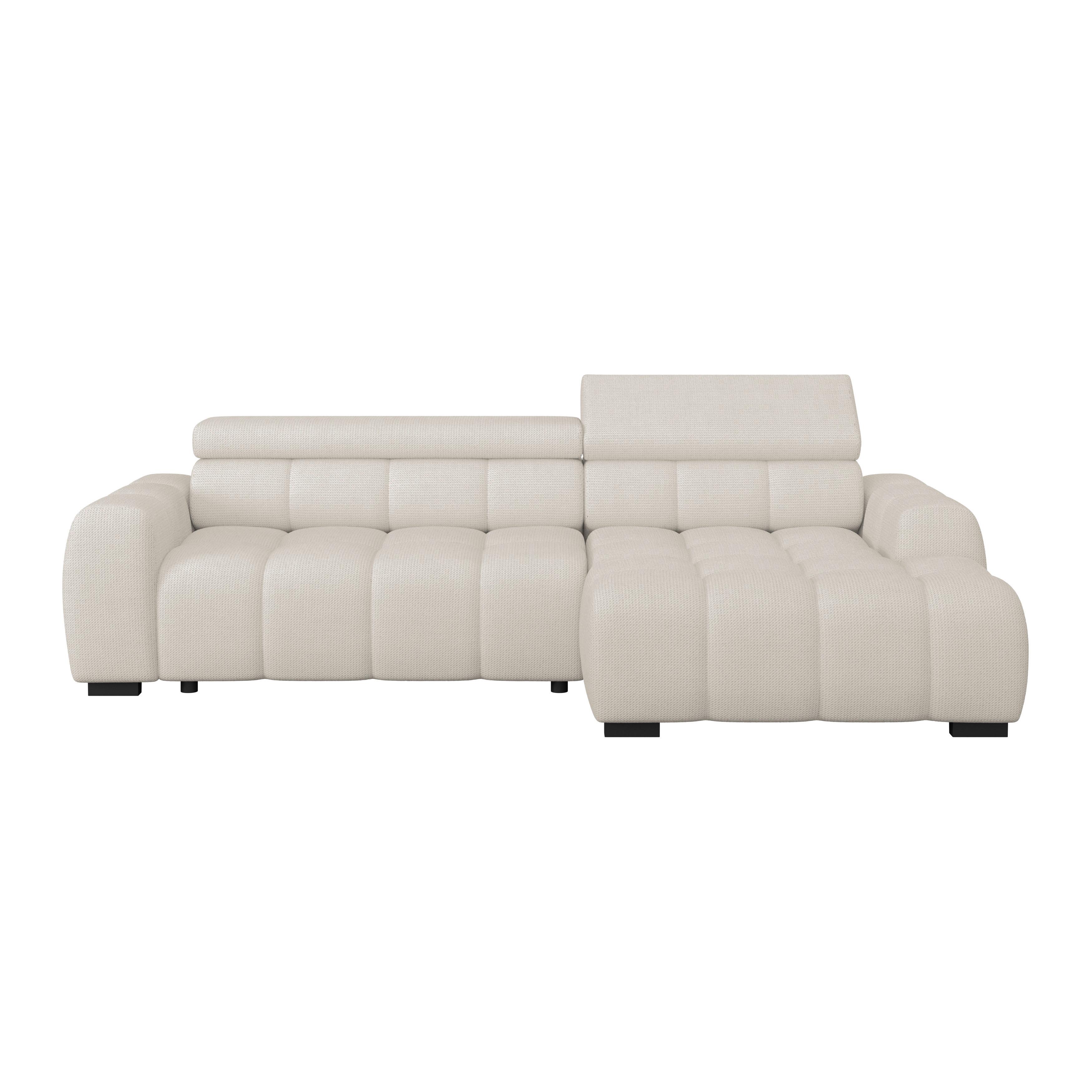 Ecksofa Fargo Elektrischer Cremefarben, B: 285 Cm - Creme/Schwarz, Trend, Textil (285/168cm)