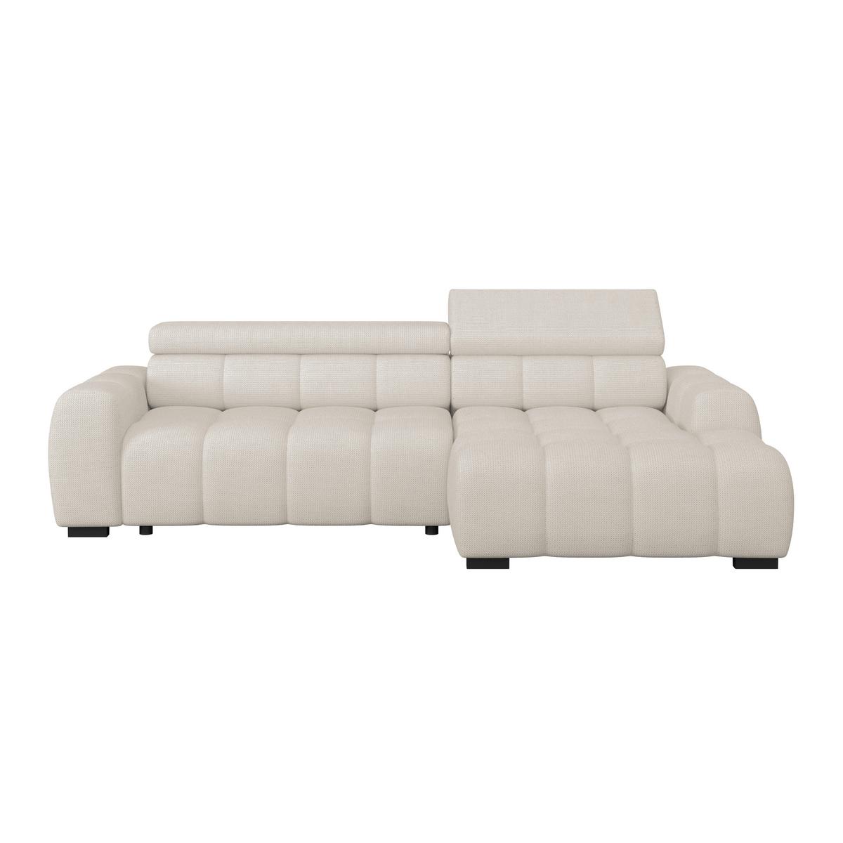 Ecksofa Fargo Elektrischer Cremefarben, B: 285 Cm - Creme/Schwarz, Trend, Textil (285/168cm)