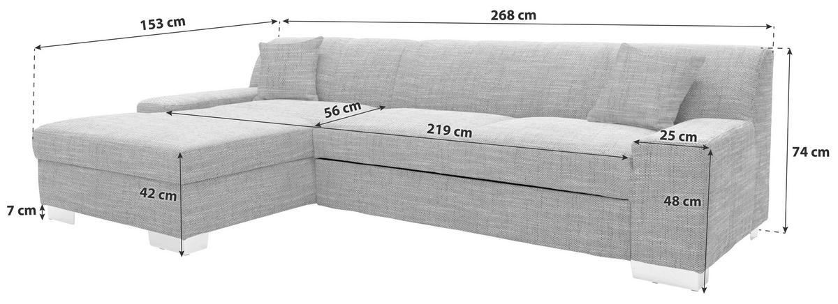 Ecksofa Norma Braun/beige Webstoff - Wengefarben/Beige, Design, Textil (153/268cm) - MID.YOU