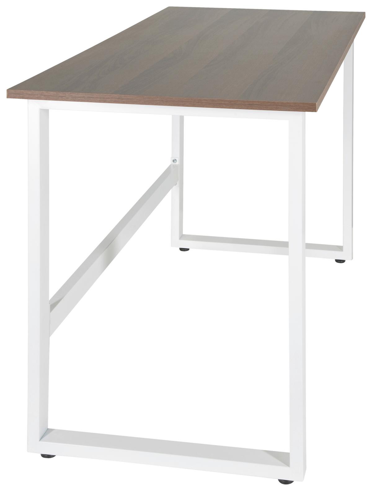 Schreibtisch Workspace Light I Weiß/Walnus Dekor - Walnussfarben/Weiß, Basics, Holzwerkstoff/Metall (120/60/76cm) - MID.YOU