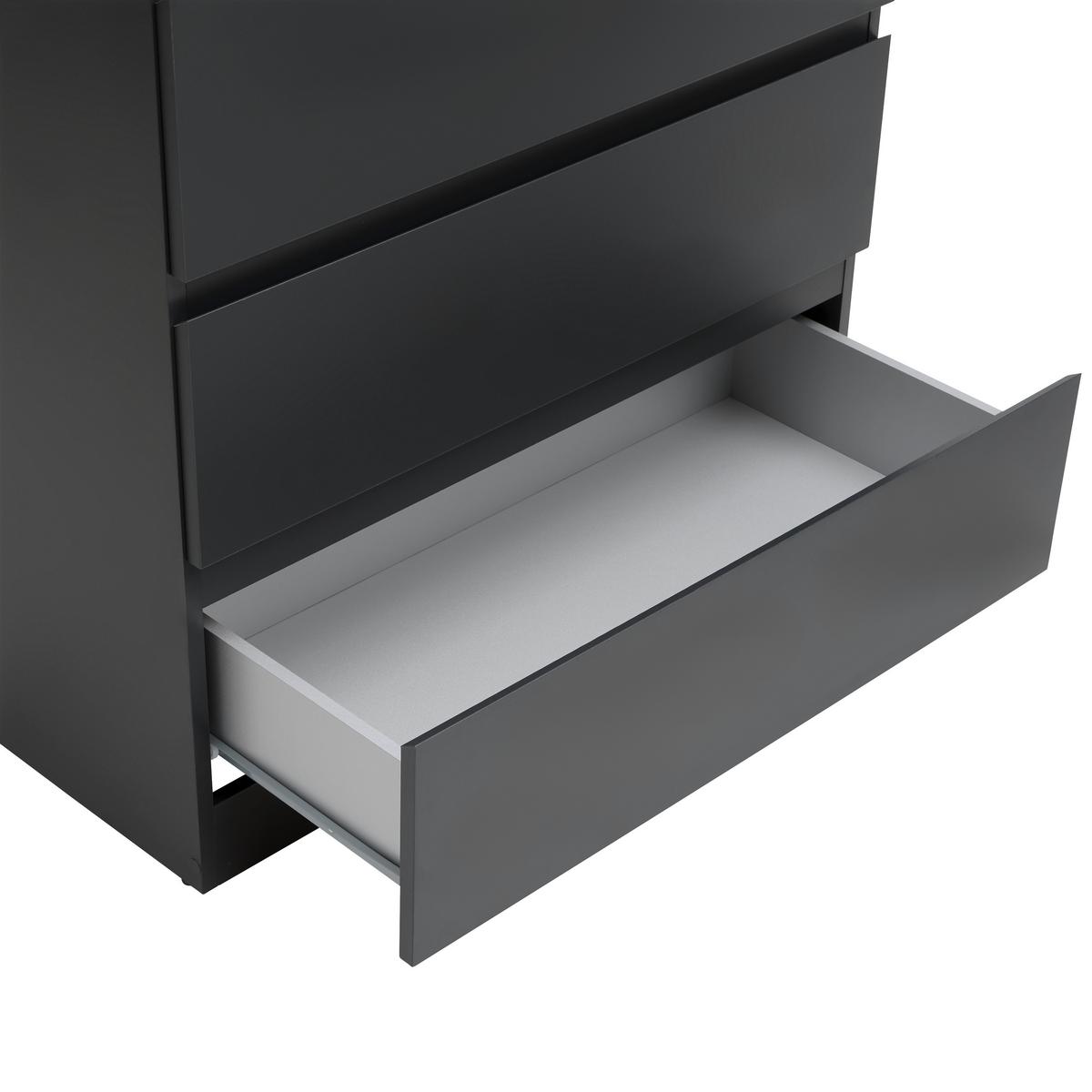 Kommode Mara Anthrazit B: 77 cm - Anthrazit/Schwarz, KONVENTIONELL, Holzwerkstoff (77/80/42cm) - Mömax