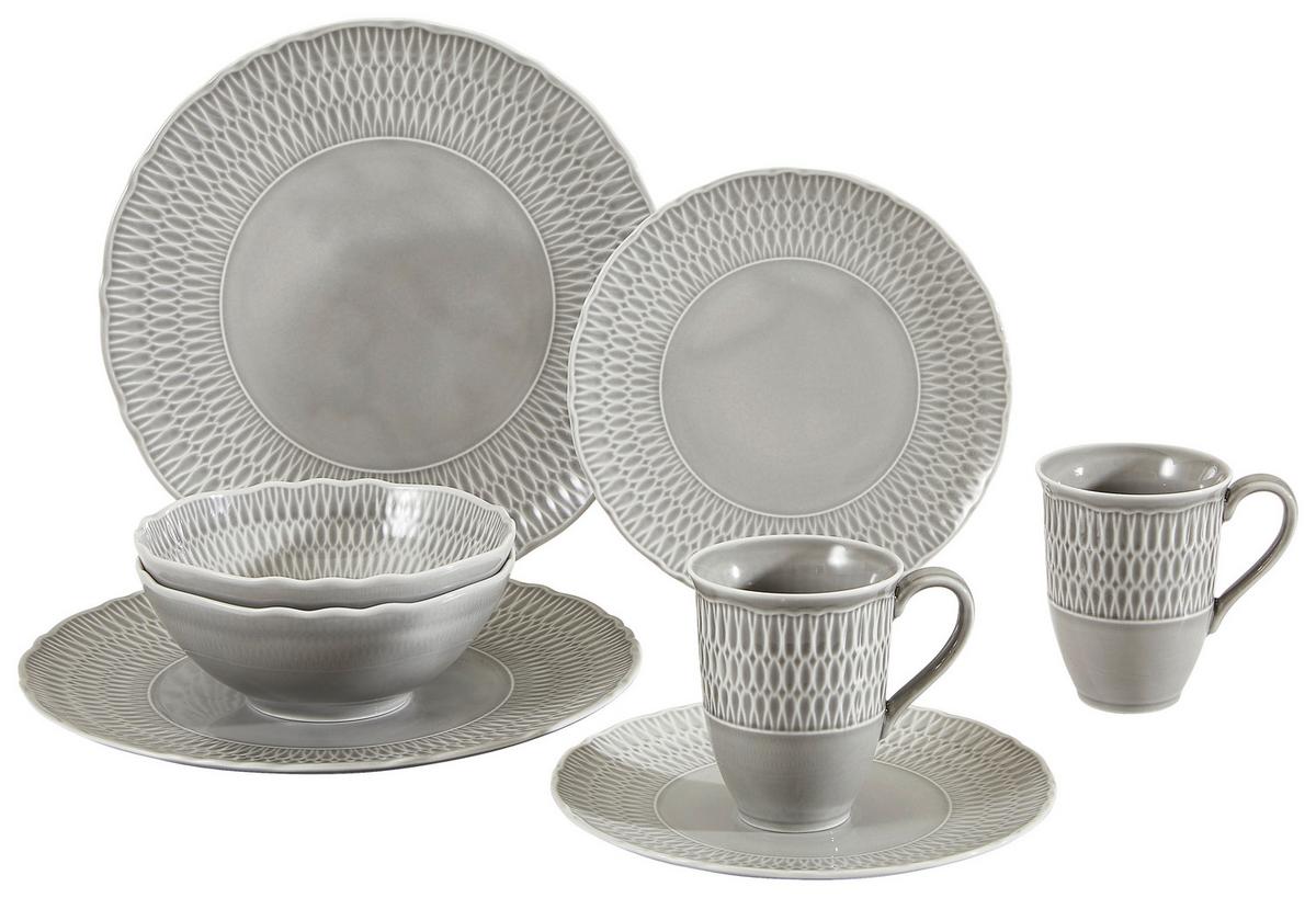 Kombiservice Sofia Keramik 2 Personen Geschirr Set Grau - Grau, Trend, Keramik (39,5/43/37cm) - Creatable