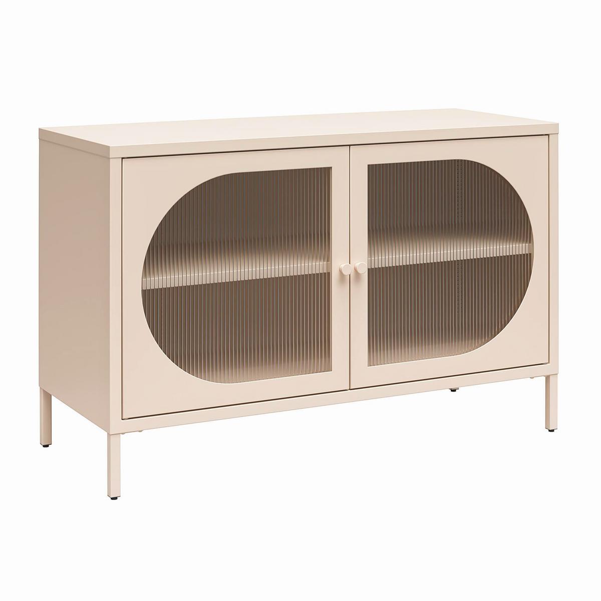 Kommode Luna Creme B: 100 cm - Creme, Design, Glas/Metall (100/64/40cm) - MID.YOU
