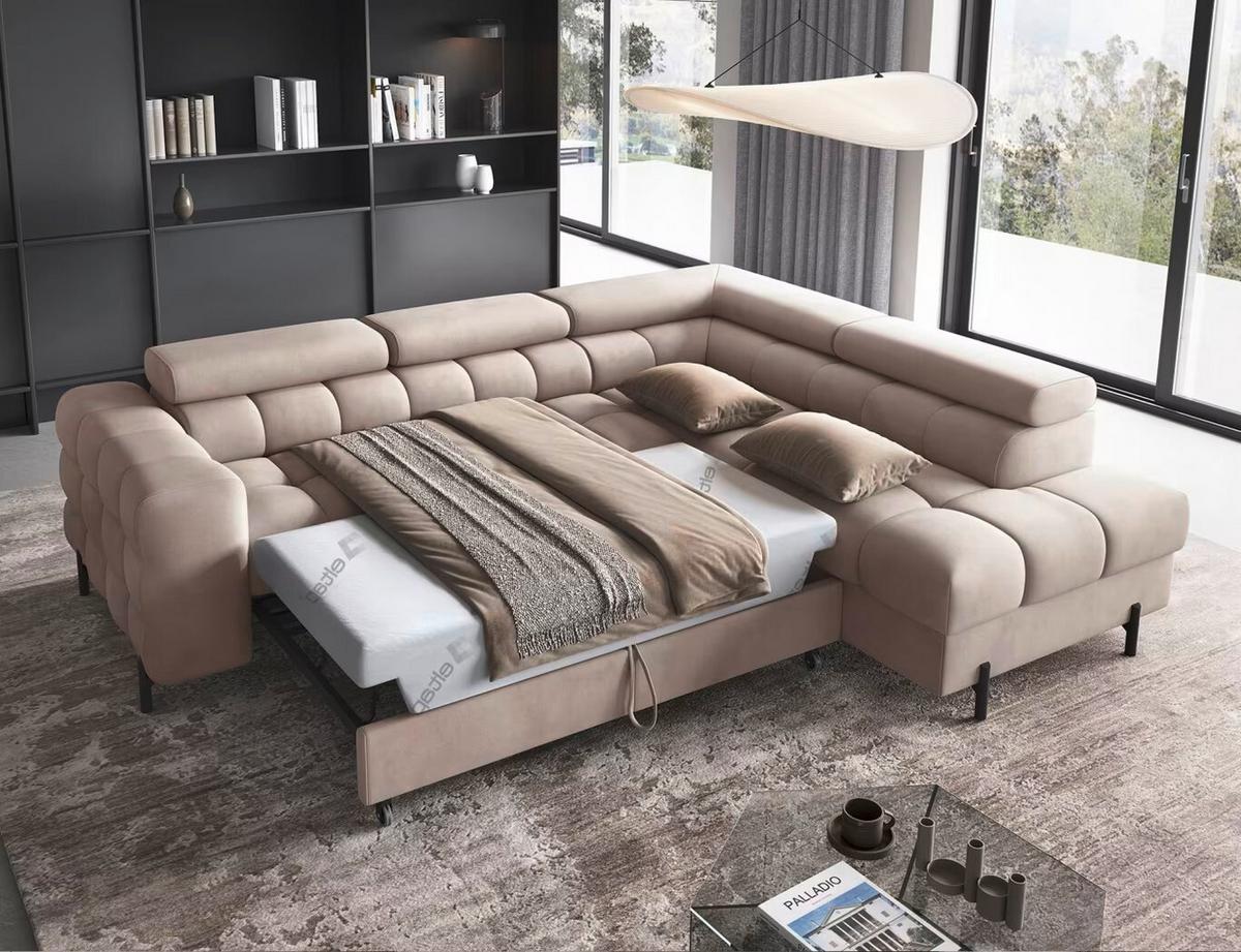 Ecksofa Ferucce Beige S: 276x200 Cm - Beige/Schwarz, Design, Textil (276/200cm) - MID.YOU