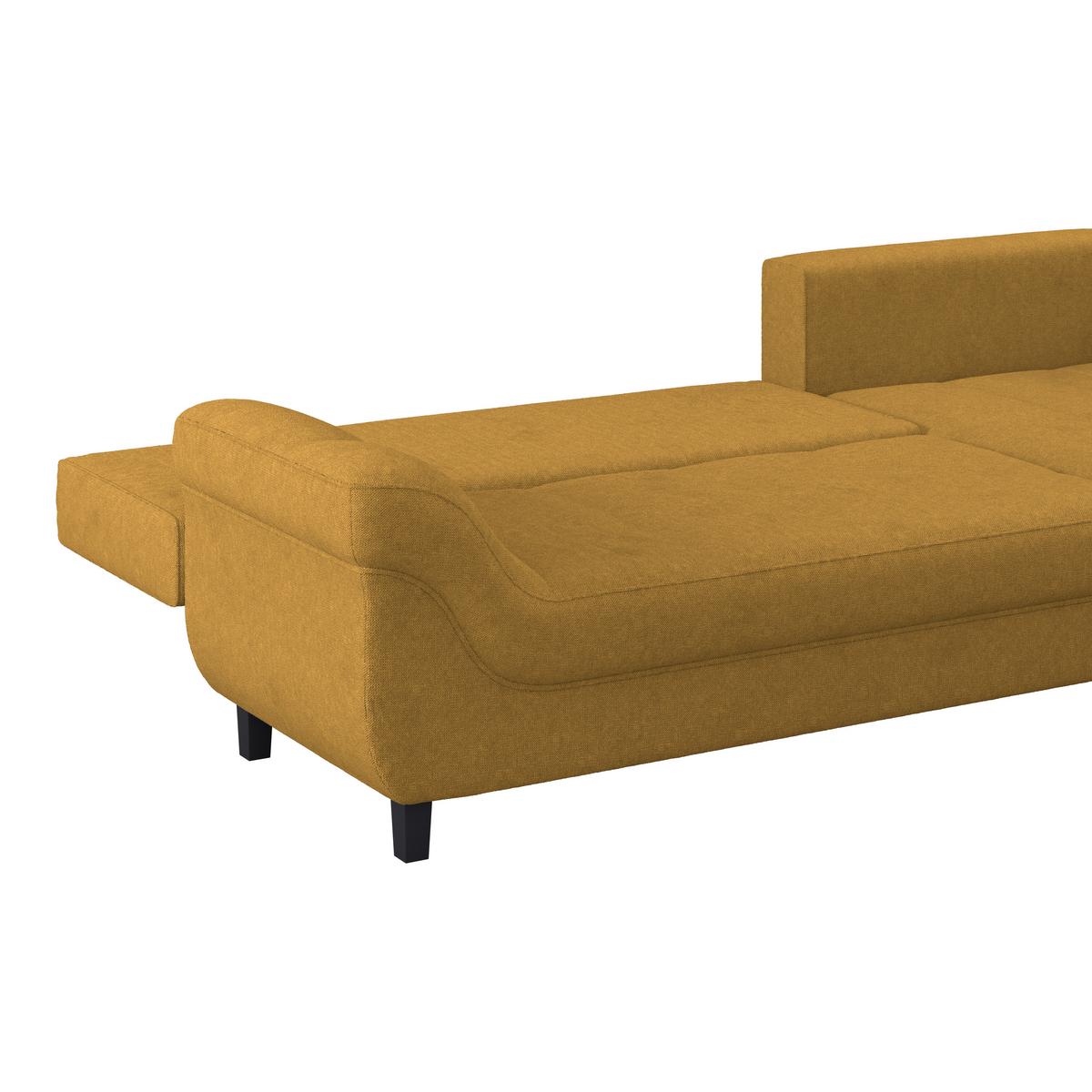 Ecksofa Mendoza - Senfgelb/Schwarz, Design, Textil (309/197cm) - Ondega