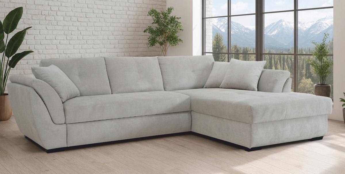 Ecksofa Berisso New Greige, Lf: 121x215 cm - Greige/Schwarz, KONVENTIONELL, Textil (278/187cm) - Ondega