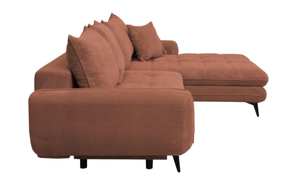 Rohová sedačka WAVE, pravá, indická růžová - starorůžová/černá, Moderní, kov/textil (266/189cm)