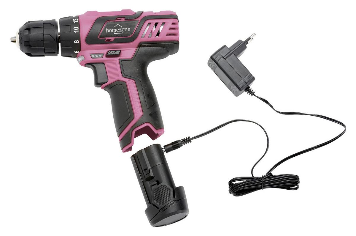 Akkuschrauber Kilian 12v 1.400 U/min Led-Licht - Pink/Schwarz, KONVENTIONELL, Kunststoff/Metall (18/18/5cm) - Homezone