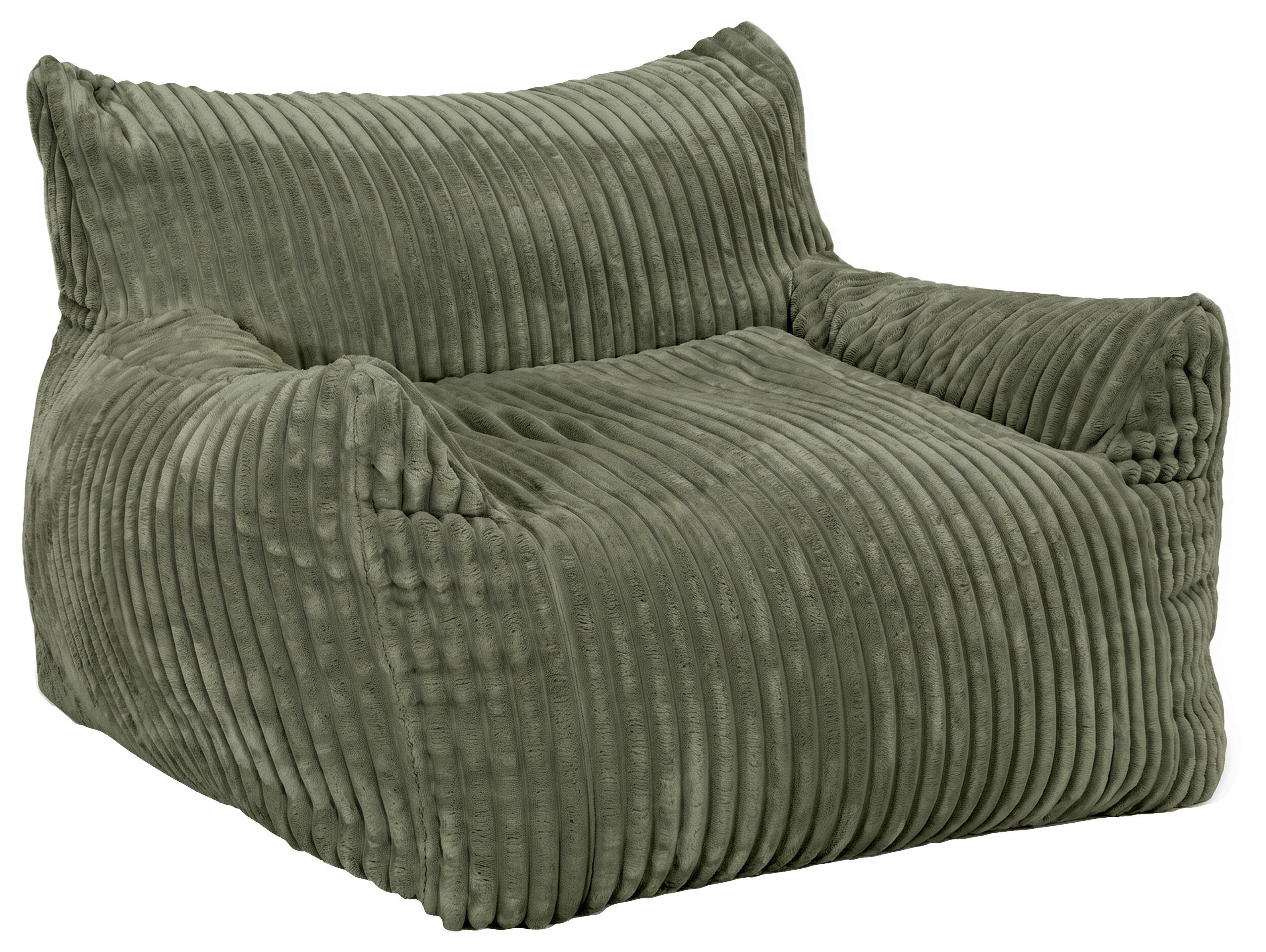 Sitzsack Nubo Cord olivgrün, Indoor, B:104cm - Olivgrün, Basics, Textil (104/75/95cm)