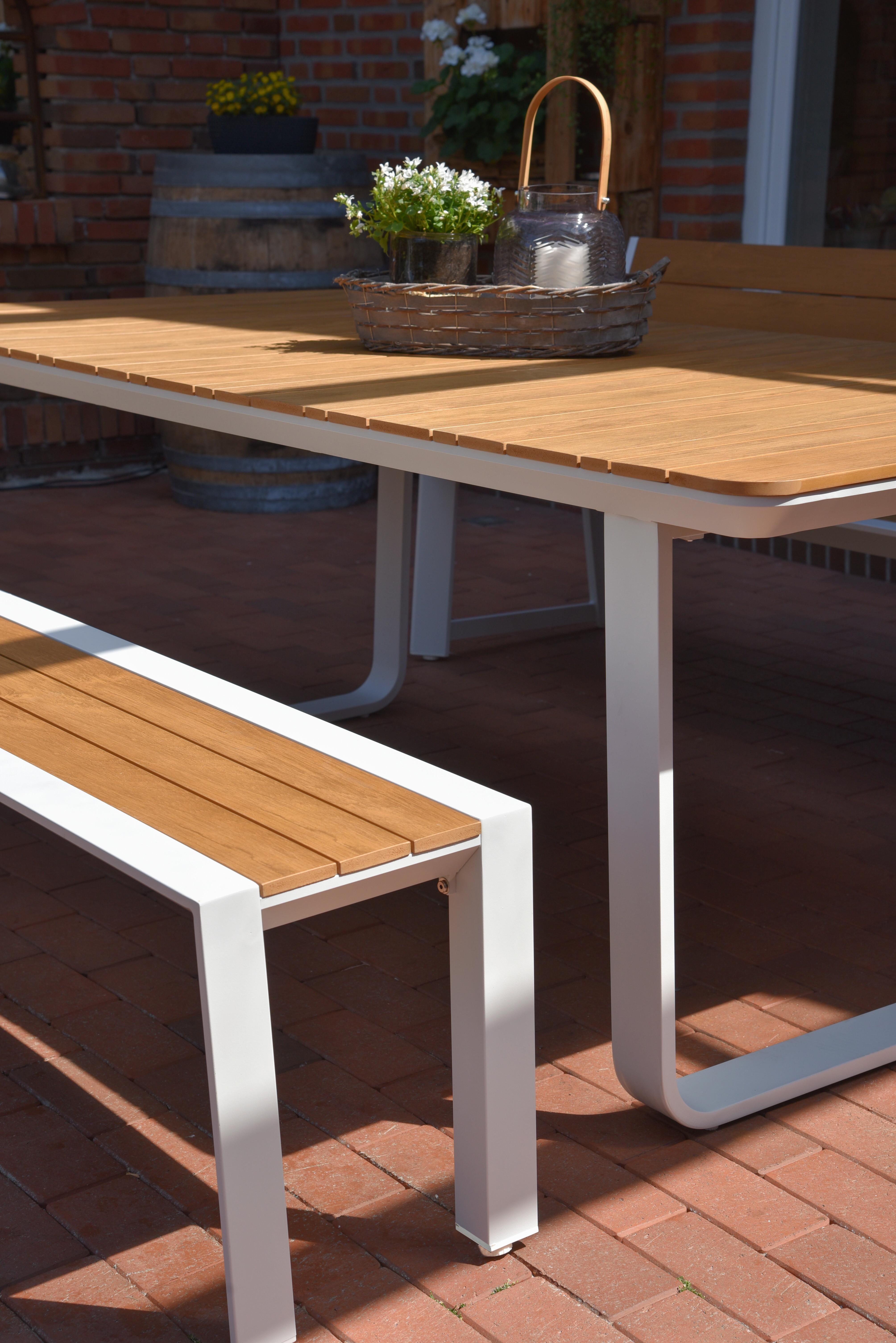 Gartenbank Venice - Braun/Weiß, Basics, Kunststoff/Metall (180/44/36cm) - Gardenson