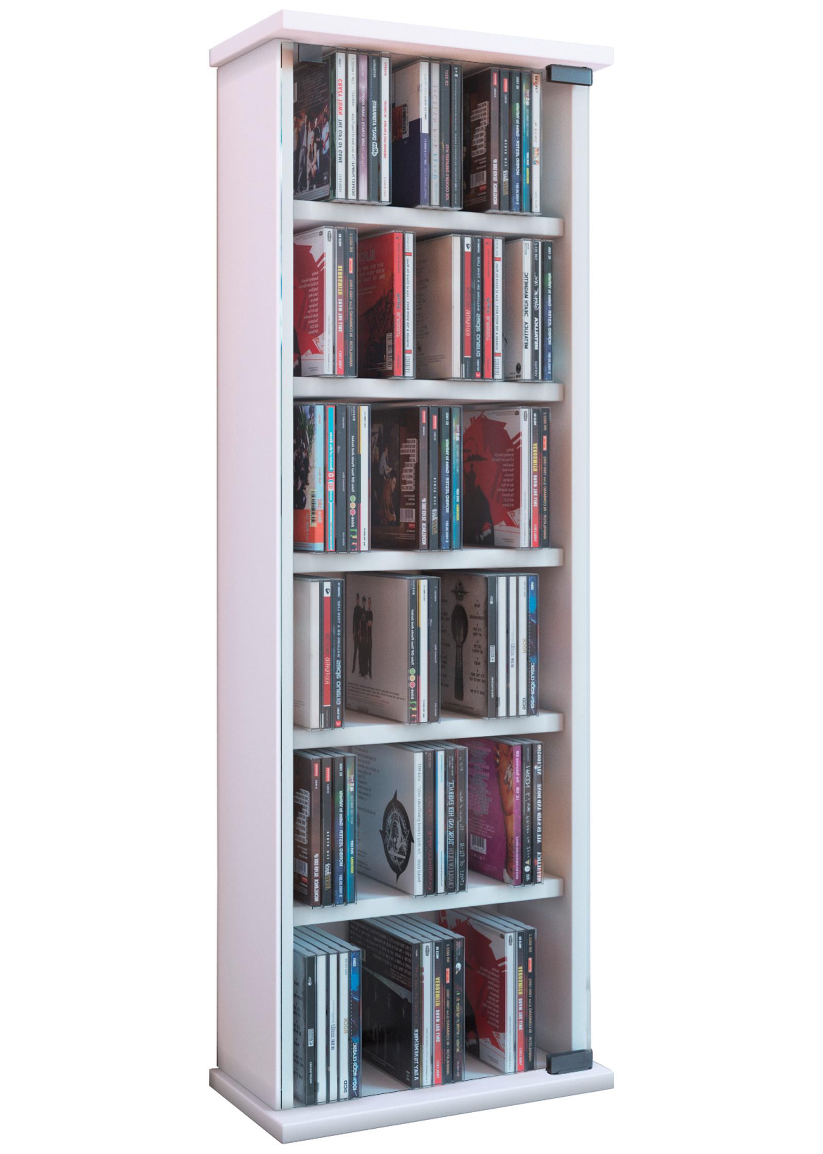 CD Regál Vetro bílý - bílá, Konvenční, kompozitní dřevo/sklo (31/92/18cm) - MID.YOU