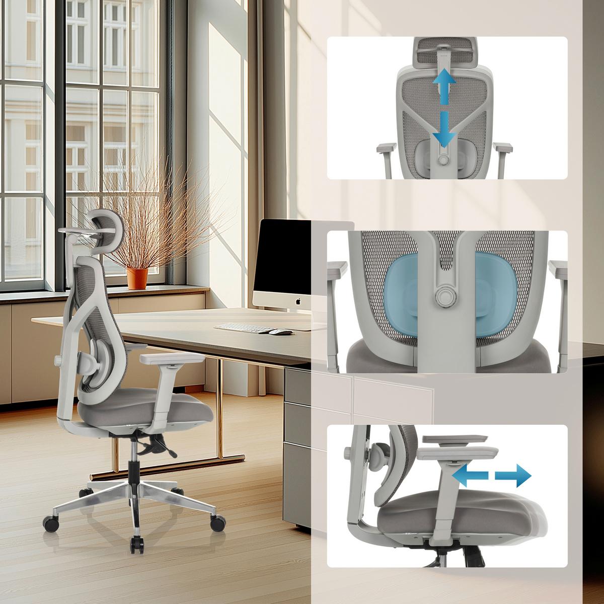 Drehstuhl Cassilis W Grau B: 71 Cm - Silberfarben/Grau, MODERN, Kunststoff/Textil (71/123 - 146/65cm) - MID.YOU