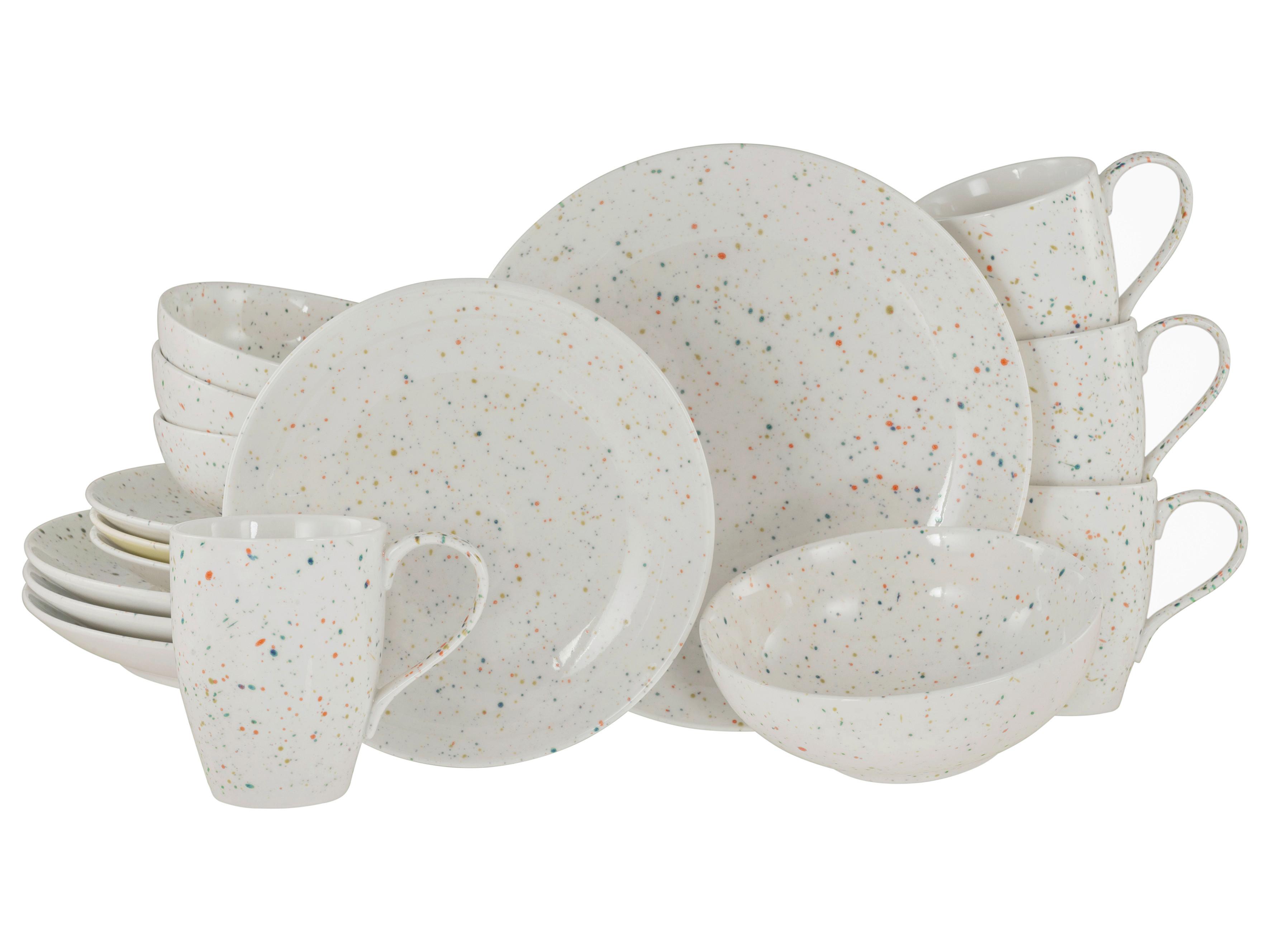 Kombiservice Confetti Weiß Creme 16-Tlg - Creme, Basics, Keramik - Creatable