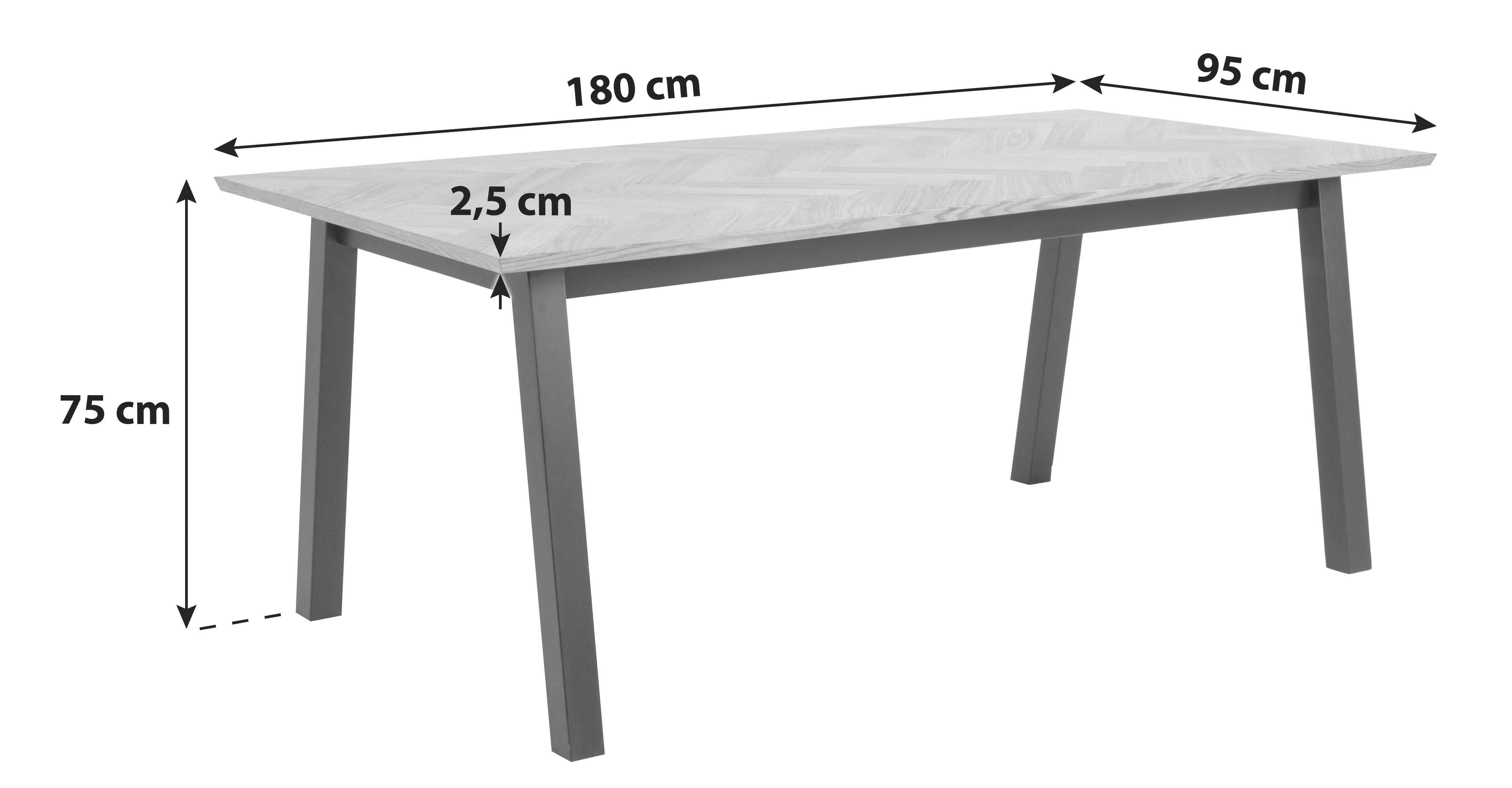 Jedálenský stôl BRIGHTON 180x95 cm - čierna/farba duba, Basics, kompozitné drevo (180/75/95cm)