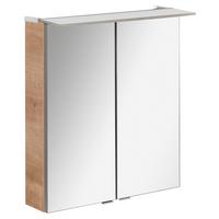 Spiegelschrank B.perfekt + Led 2-Türig 60x69,5x23,5 Cm - Eichefarben/Silberfarben, MODERN, Glas/Holzwerkstoff (60/69,5/23,5cm) - MID.YOU