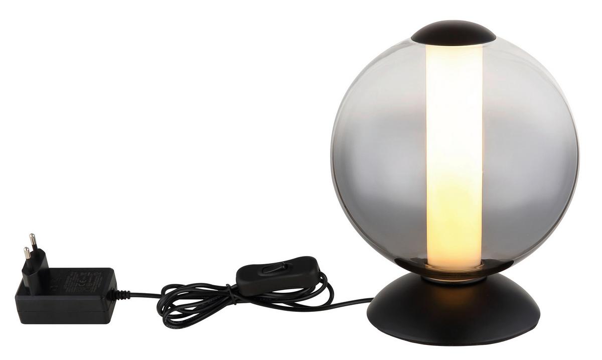LED-Tischleuchte Lacy Grau Schwarz Weiß D: 18 cm - Schwarz/Weiß, KONVENTIONELL, Glas/Kunststoff (18/21cm) - Globo