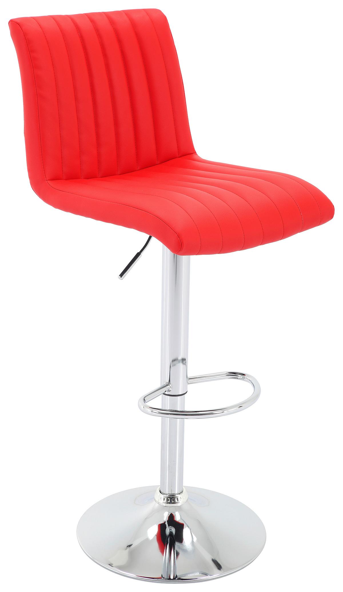Barhocker Party Rot/Chrom höhenverstellbar mit Lehne - Chromfarben/Rot, MODERN, Textil/Metall (43/91-112/54cm) - MID.YOU