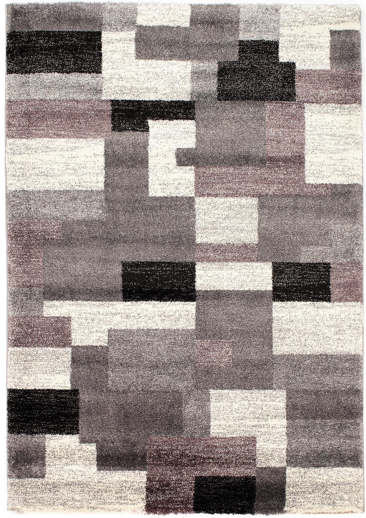 Webteppich Grau/Flieder Astor Grid 140x200 cm - Flieder/Grau, KONVENTIONELL, Textil (140/200cm) - Novel