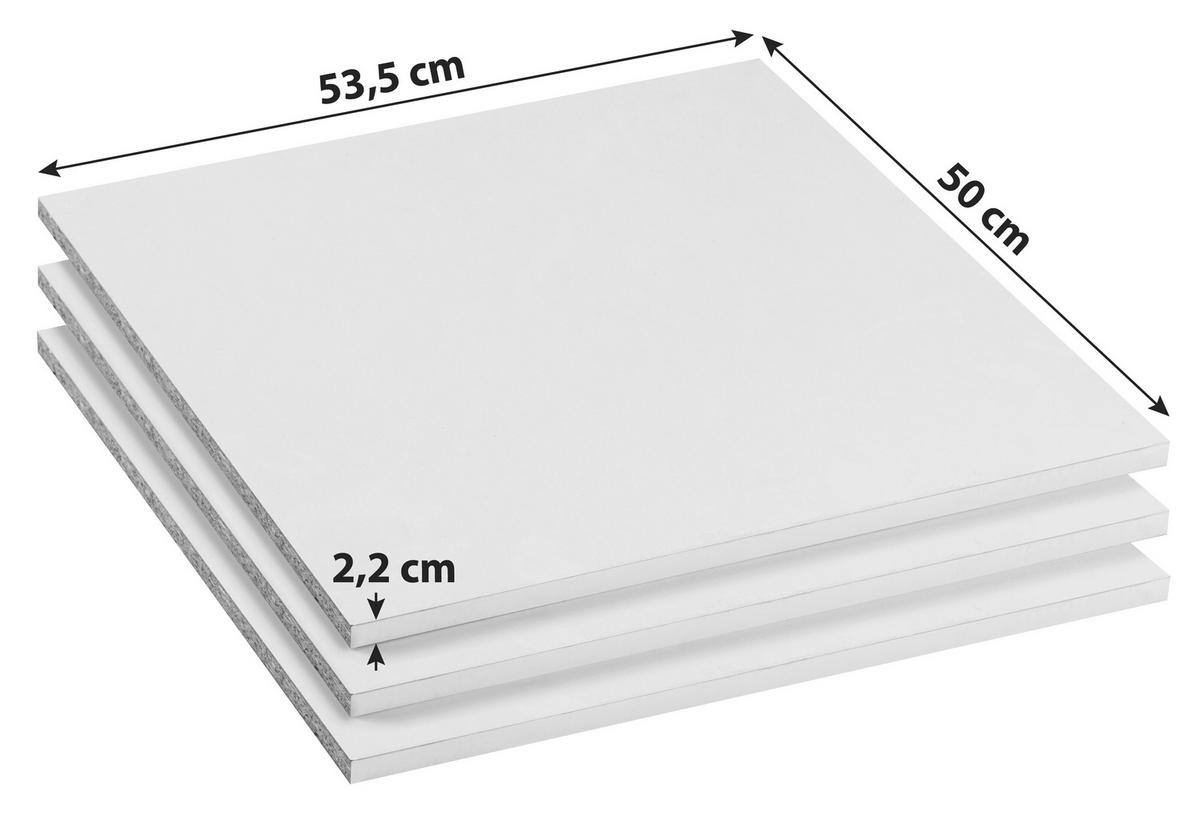 Einlegeboden 3er-set Für Schrank Schmal 53,5x50 Cm - Weiß, KONVENTIONELL, Holzwerkstoff (53,5/2,2/50cm)